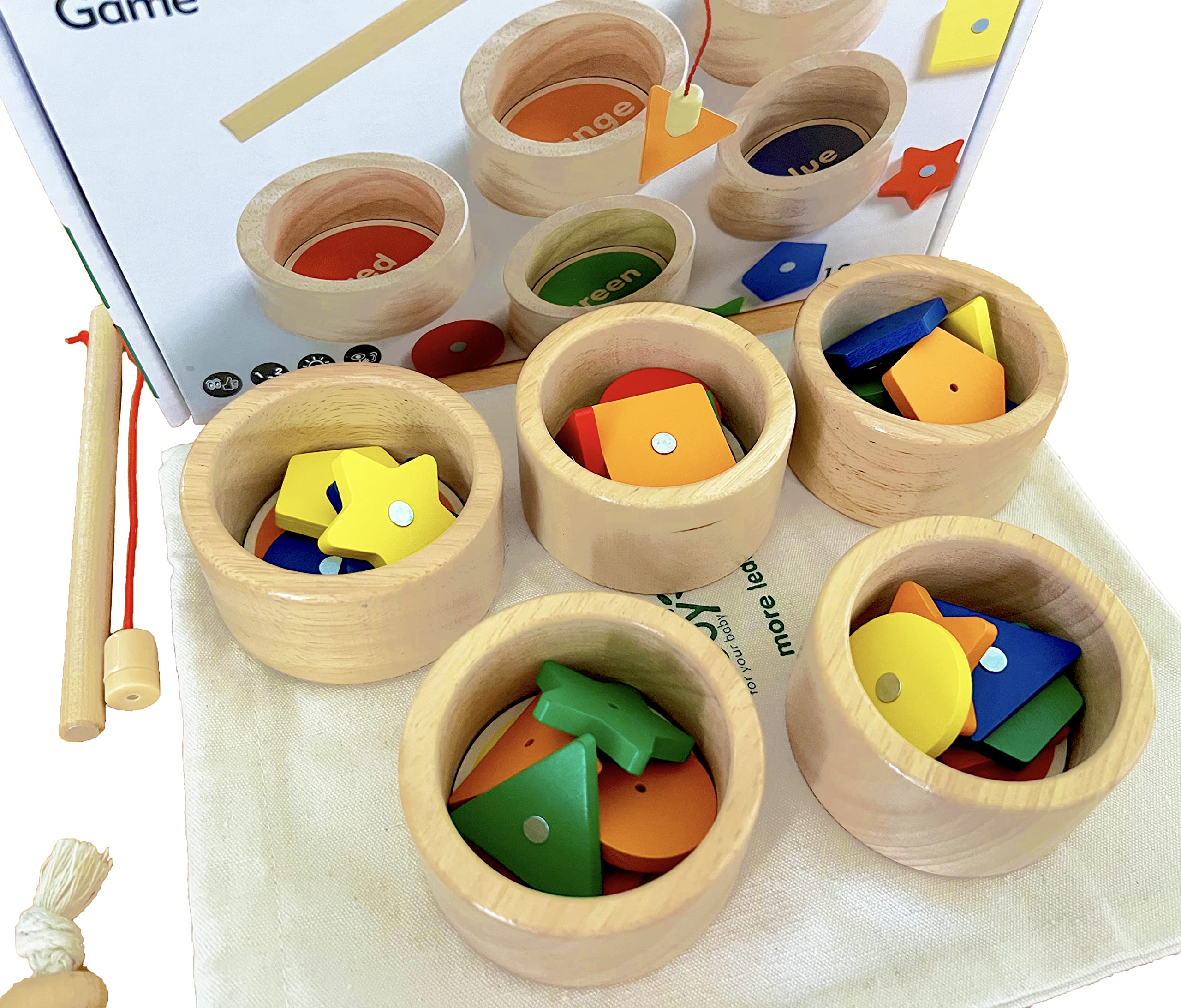 Foto 8 pulgar | Juego Montessori Toy Dailyfunn Para Clasificar Tazas De Madera Y Pescar - Venta Internacional.