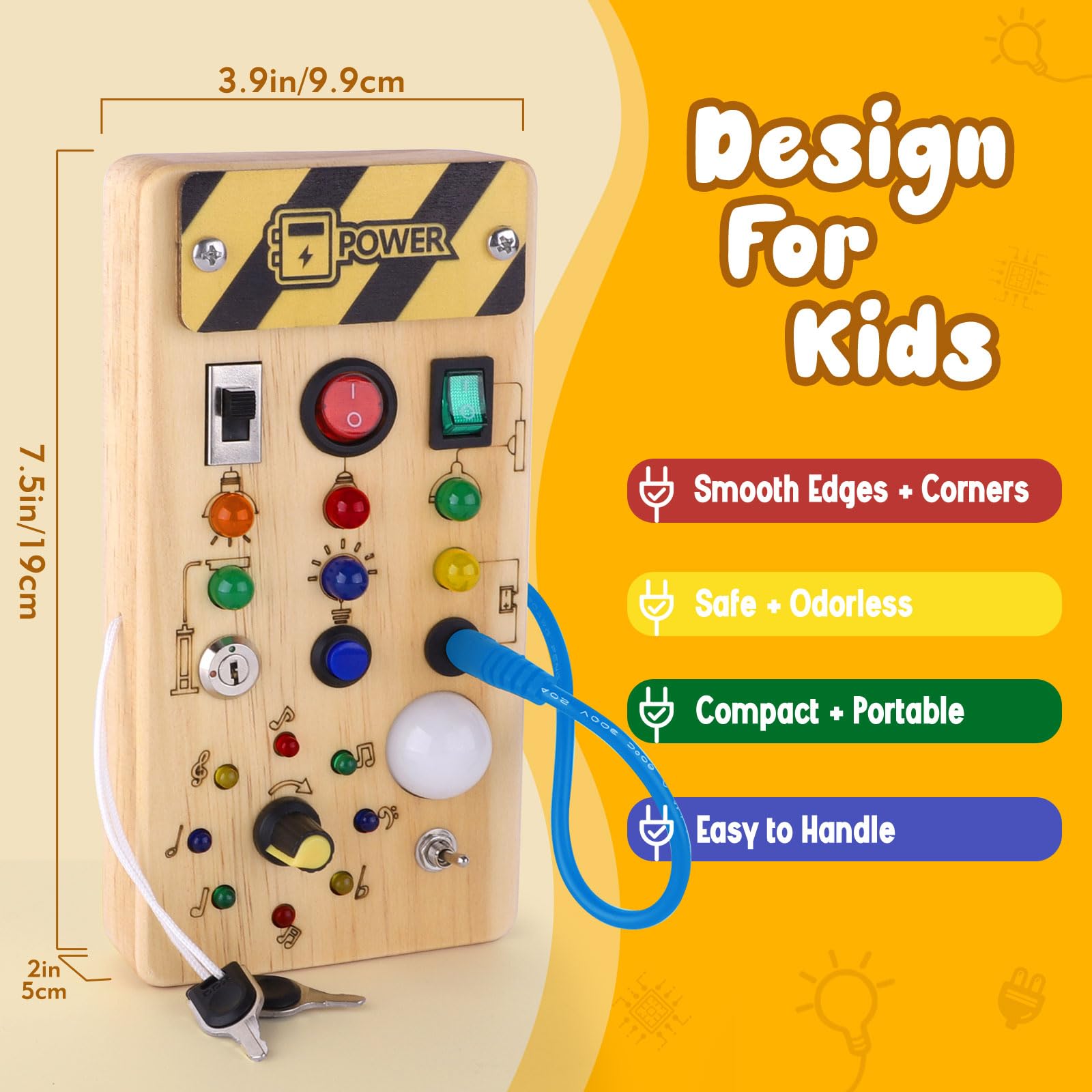 Foto 5 pulgar | Tabla Montessori De Madera Para Ocupantes Sensory Toy Con 8 Luces Led 1+y - Venta Internacional.