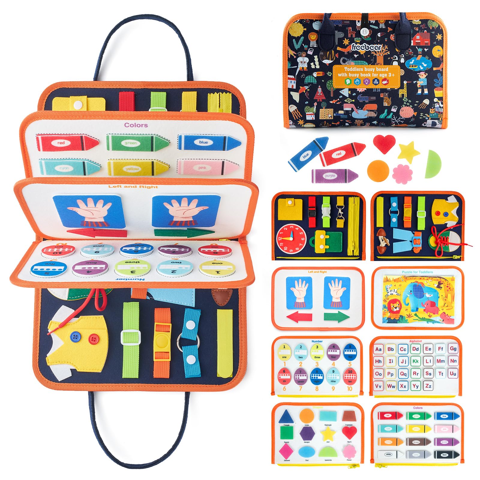 Juguete Sensorial De Viaje Busy Board Freebear Para Niños Pequeños De 1 A 4 Años - Venta Internacional.