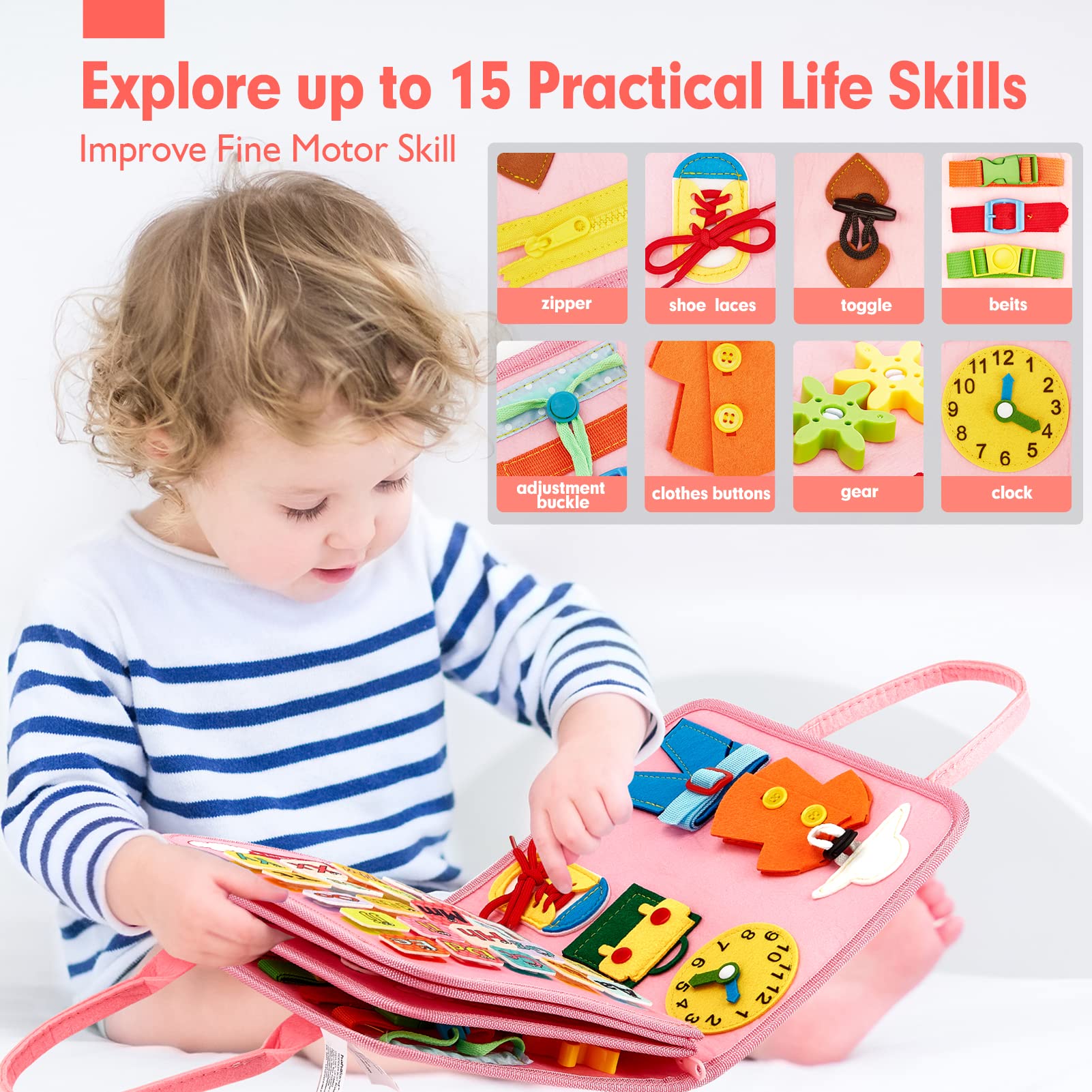 Foto 4 pulgar | Juguetes Montessori De Busy Board Hahaland, Regalo Para Niñas De 2 Años, 7 En 1 - Venta Internacional.