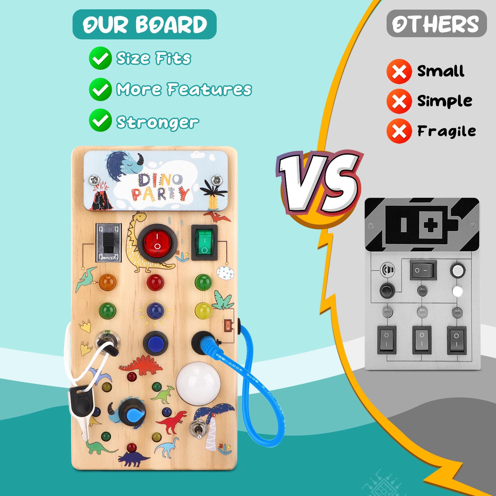 Foto 3 pulgar | Busy Board Hoarosall Dinosaur Con 8 Interruptores Led Durante Más De 1 Año - Venta Internacional.