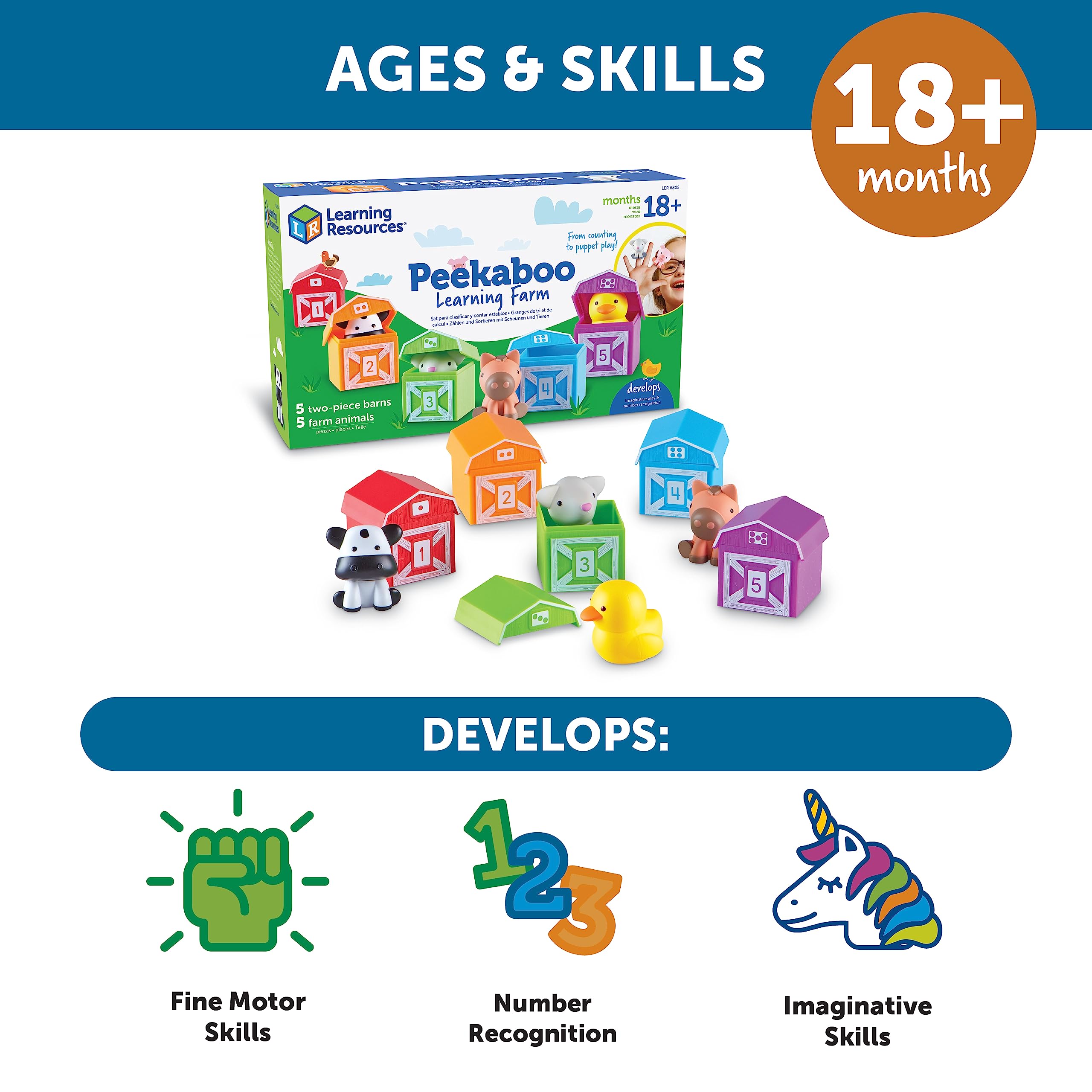 Foto 6 pulgar | Toy Learning Resources Peekaboo Learning Farm, 10 Piezas - Venta Internacional.