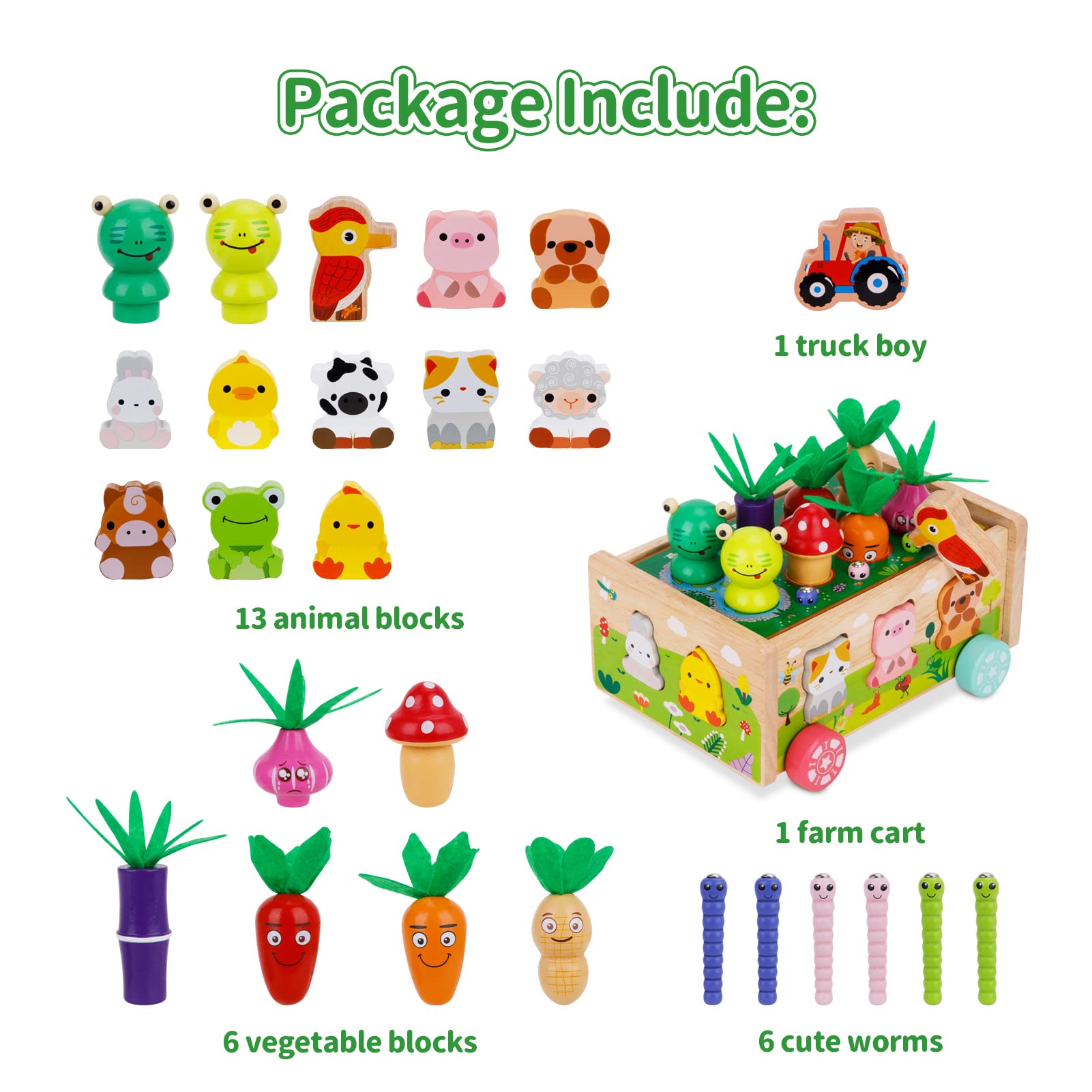 Foto 4 pulgar | Juguetes De Granja Montessori De Madera Kmtjt Para Niños Pequeños De 1 A 3 Años - Venta Internacional.