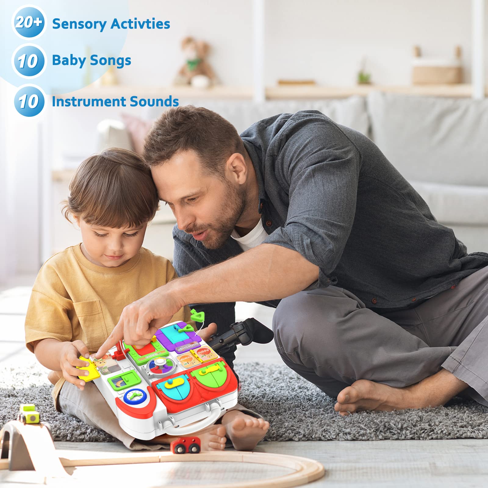 Foto 2 | Bqu Montessori Busy Board Con Música Bilingüe Para Más De 20 Actividades - Venta Internacional.