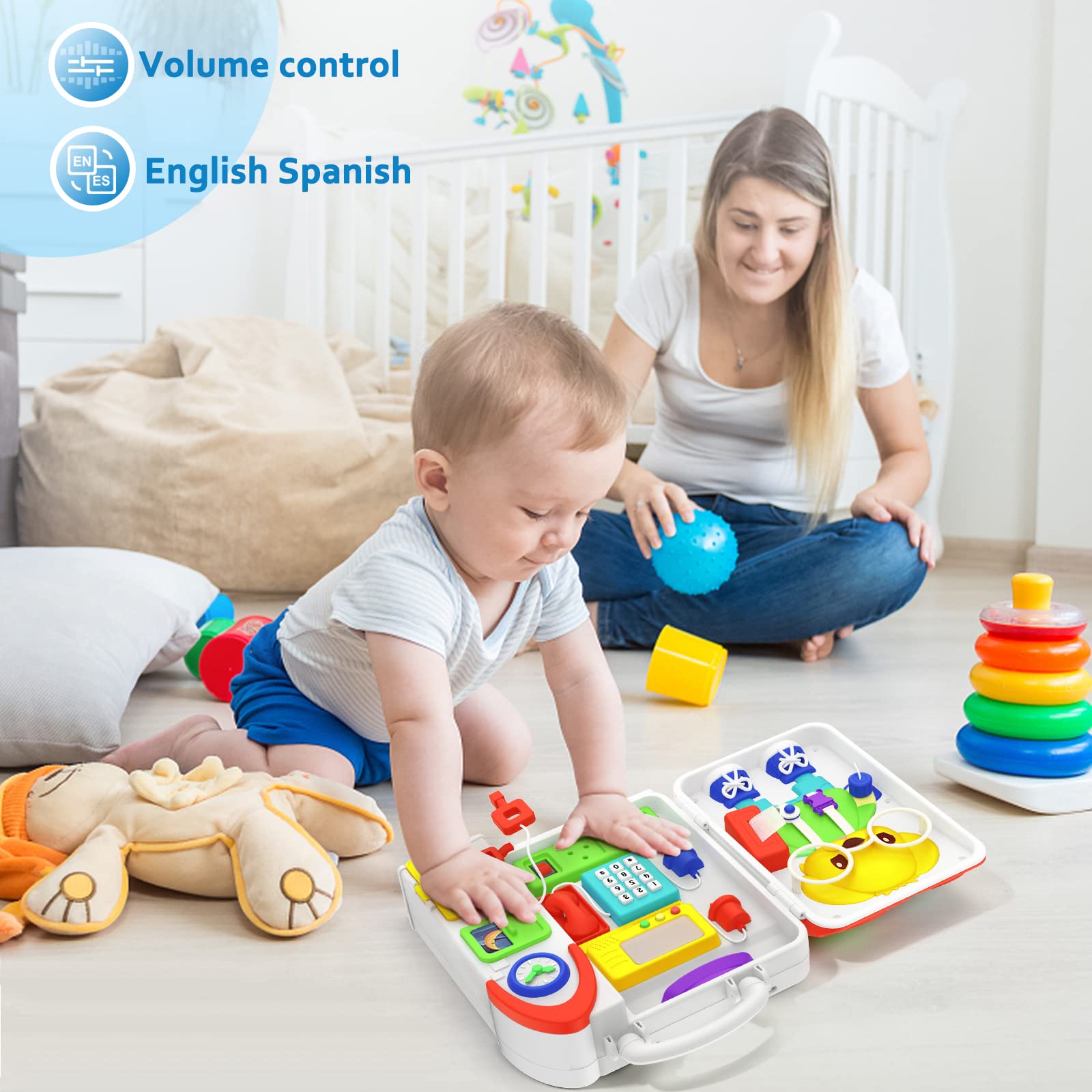 Foto 7 pulgar | Bqu Montessori Busy Board Con Música Bilingüe Para Más De 20 Actividades - Venta Internacional.