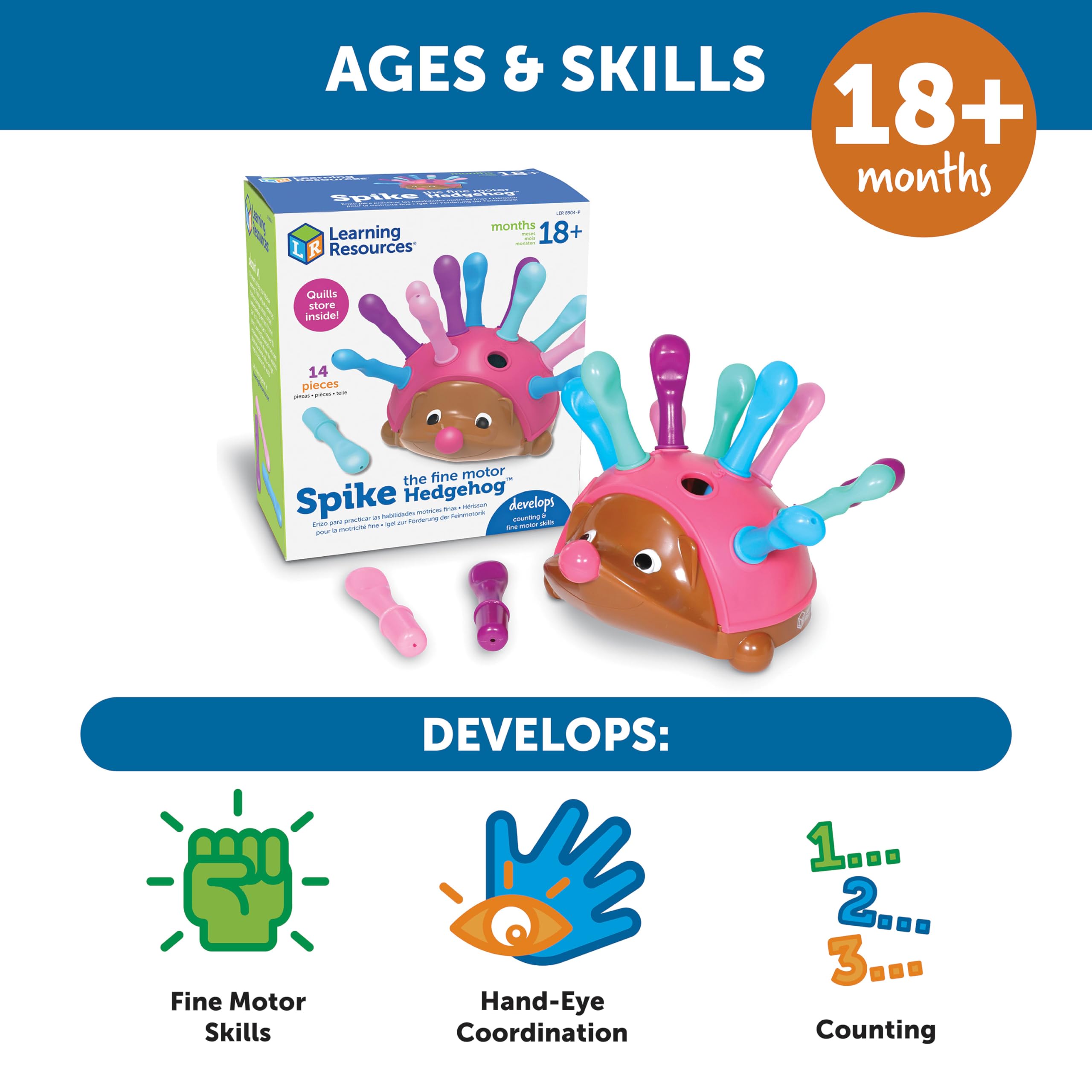 Foto 5 | Recursos De Aprendizaje Para Erizos Motrices Finas, Spike Pink, 18 Meses O Más - Venta Internacional.