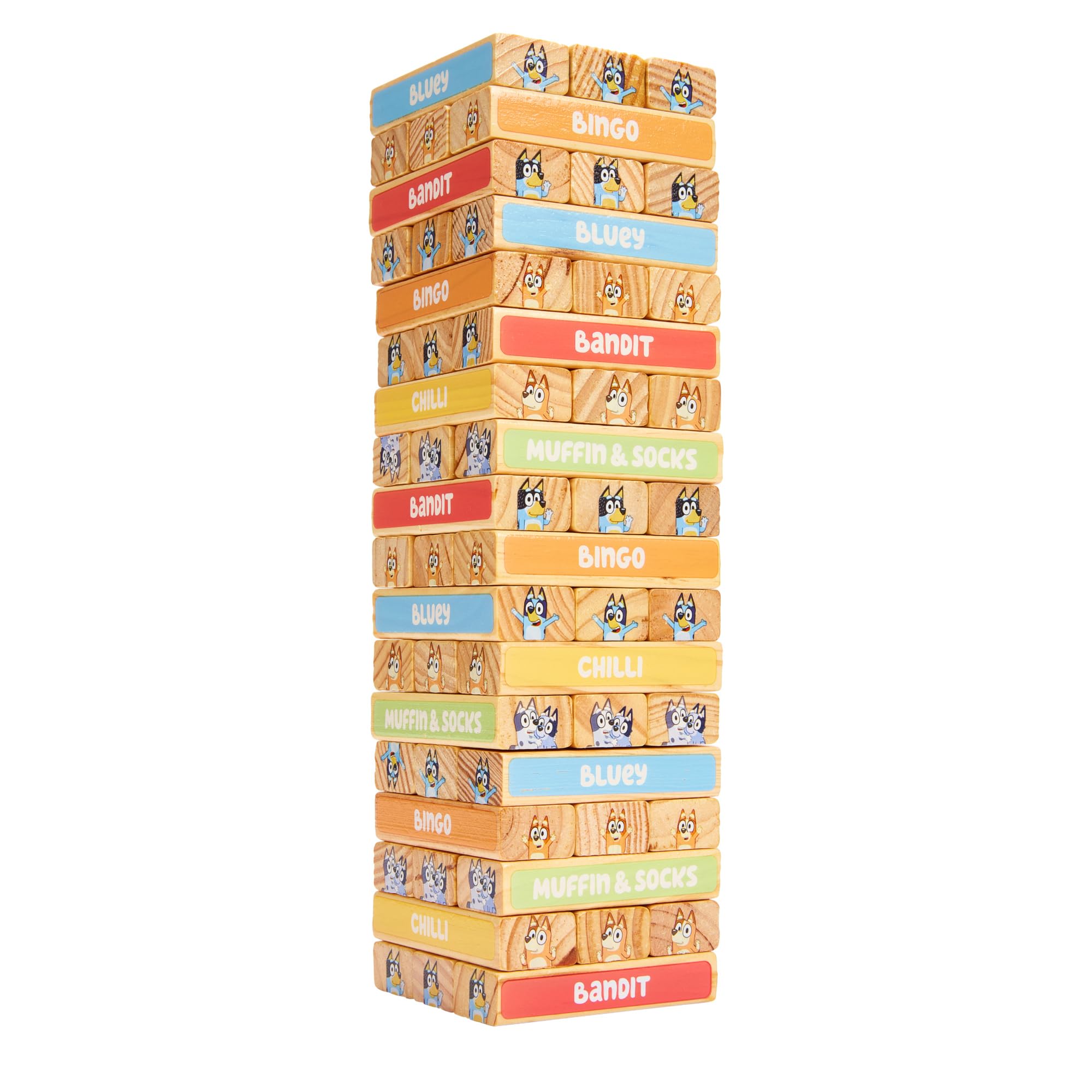 Juego Tumbling Tower Bluey 54 Bloques de Madera Coloridos más de 3 Años - Venta Internacional $615