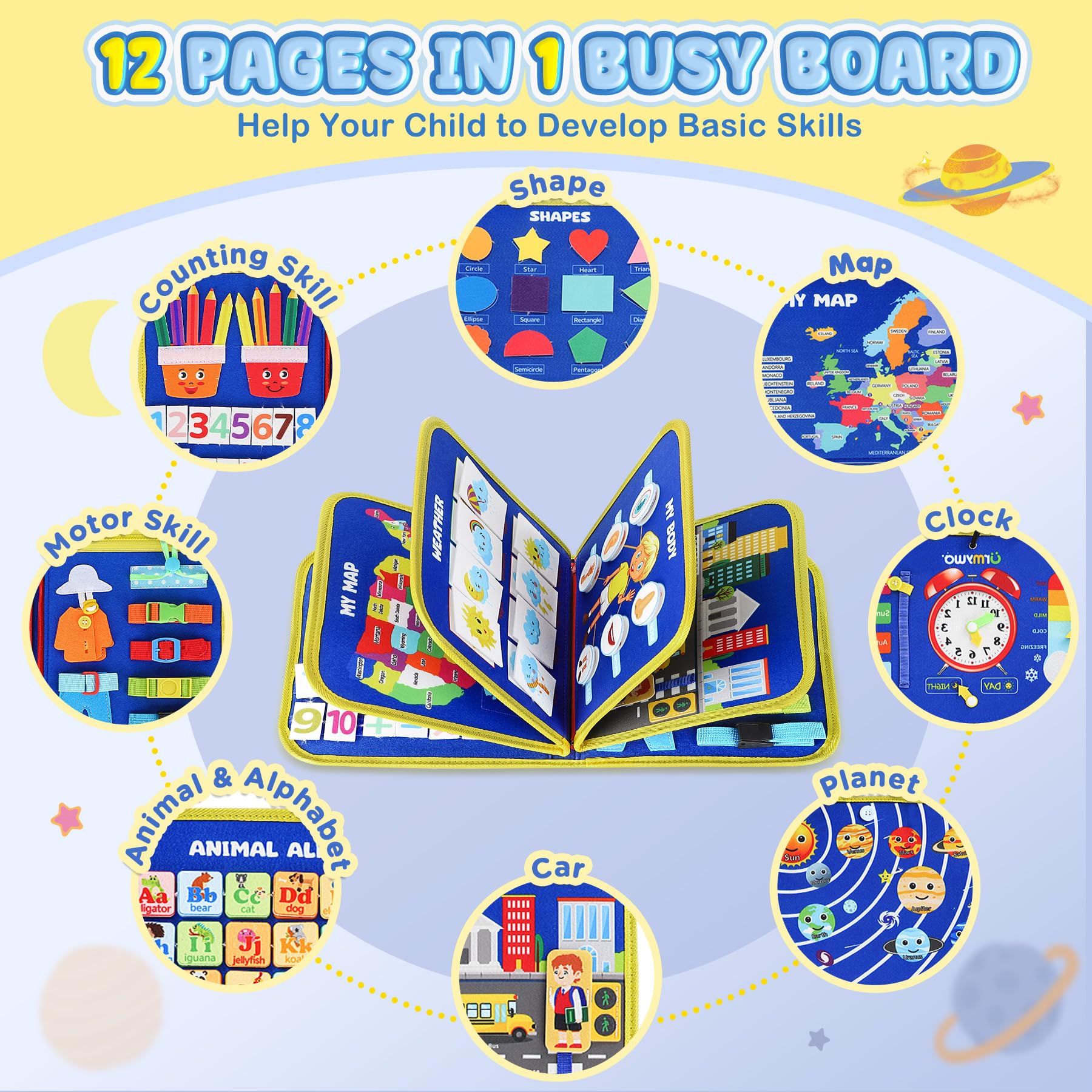 Foto 3 pulgar | Juguetes Montessori Urmywo De Busy Board Para Niños De 1 A 4 Años Con 12 Actividades - Venta Internacional.
