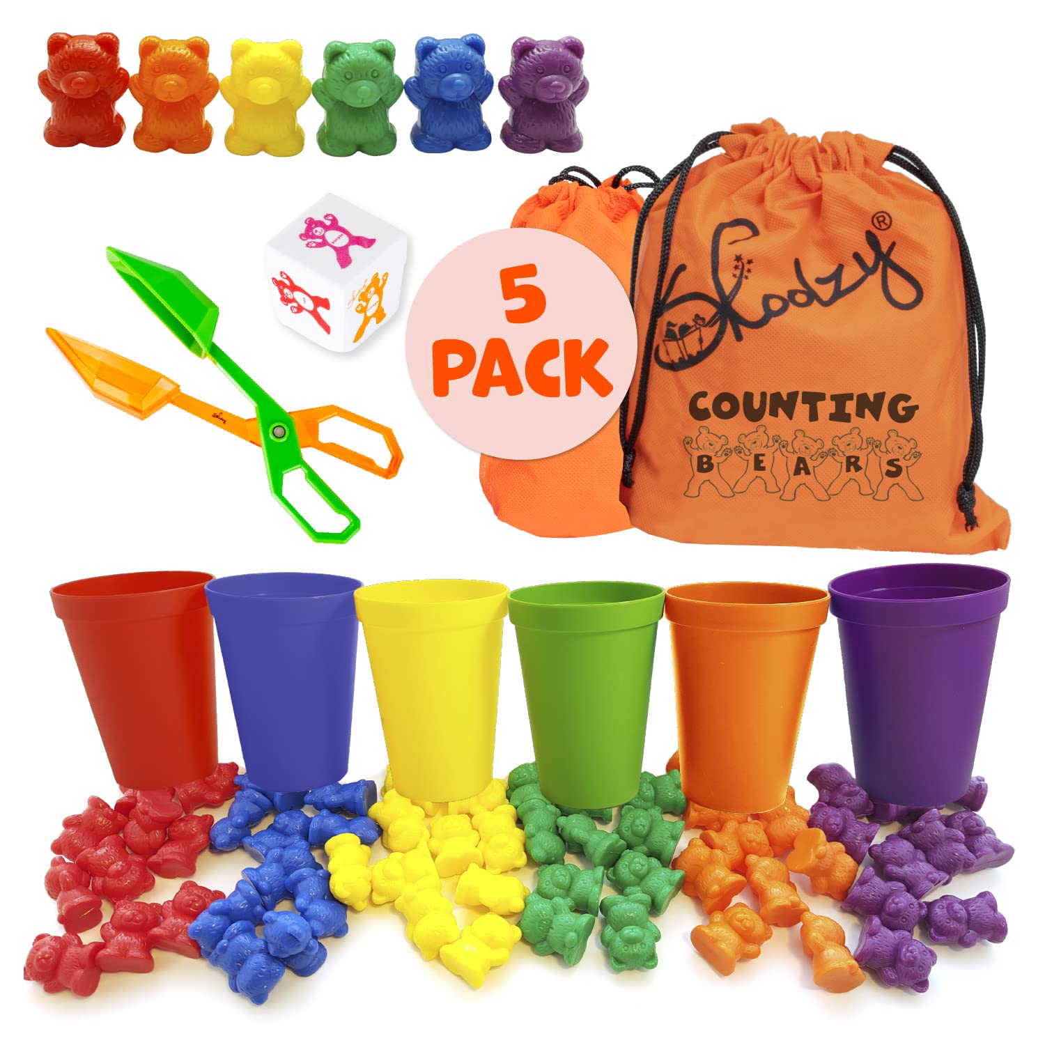 Counting Bears Skoolzy Rainbow 60 Unidades Con Vasos De Clasificación Para Más De 3 - Venta Internacional.