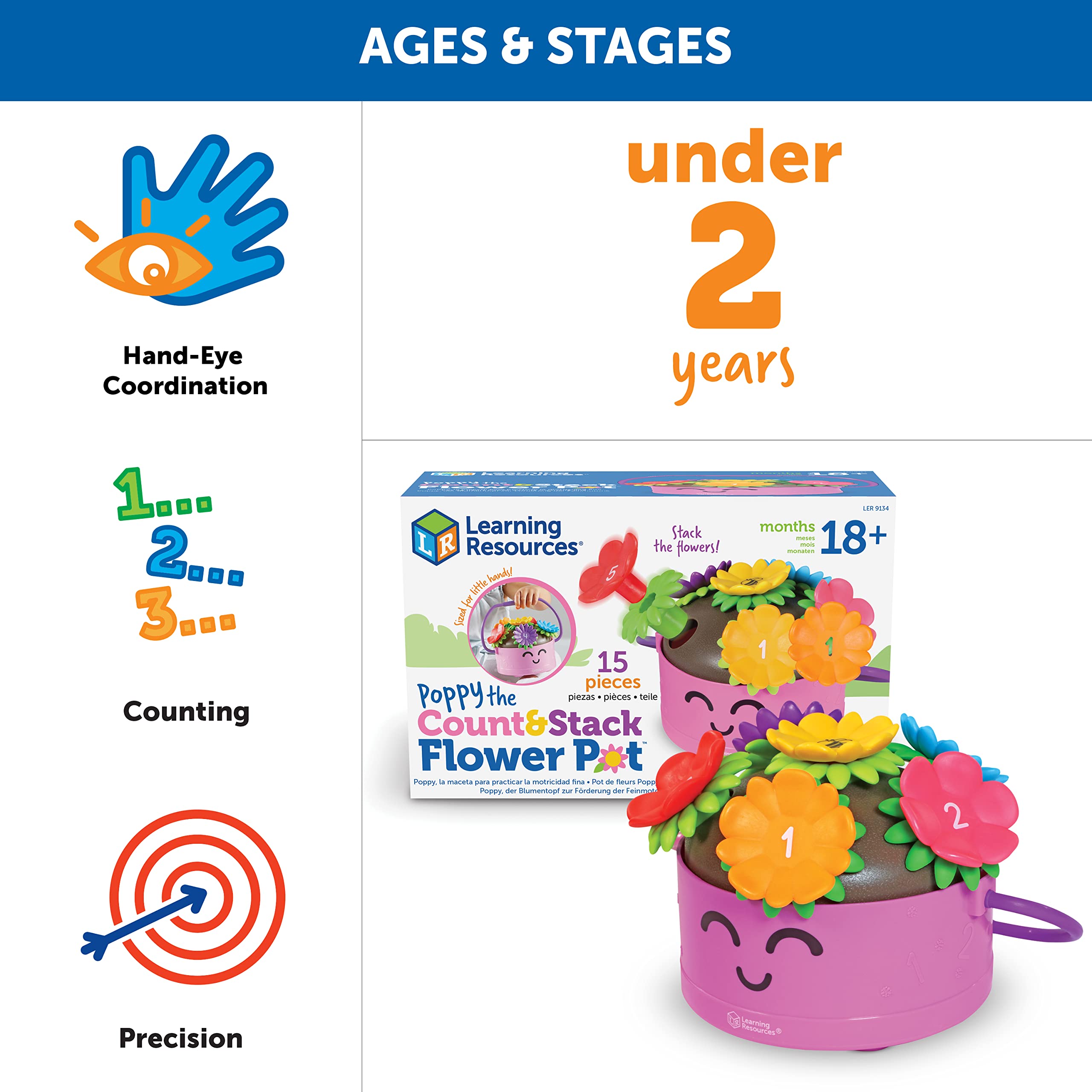Foto 5 | Maceta Poppy The Count & Stack De Toy Learning Resources - Venta Internacional.