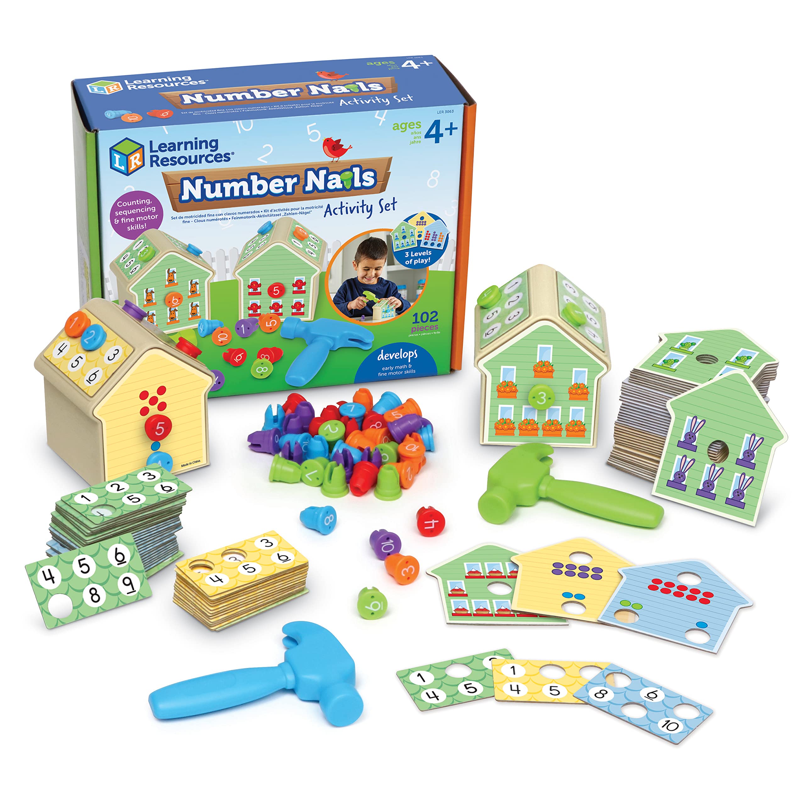 Set De Actividades, Recursos De Aprendizaje, Clavos Numéricos, 102 Piezas, 4 O Más - Venta Internacional.