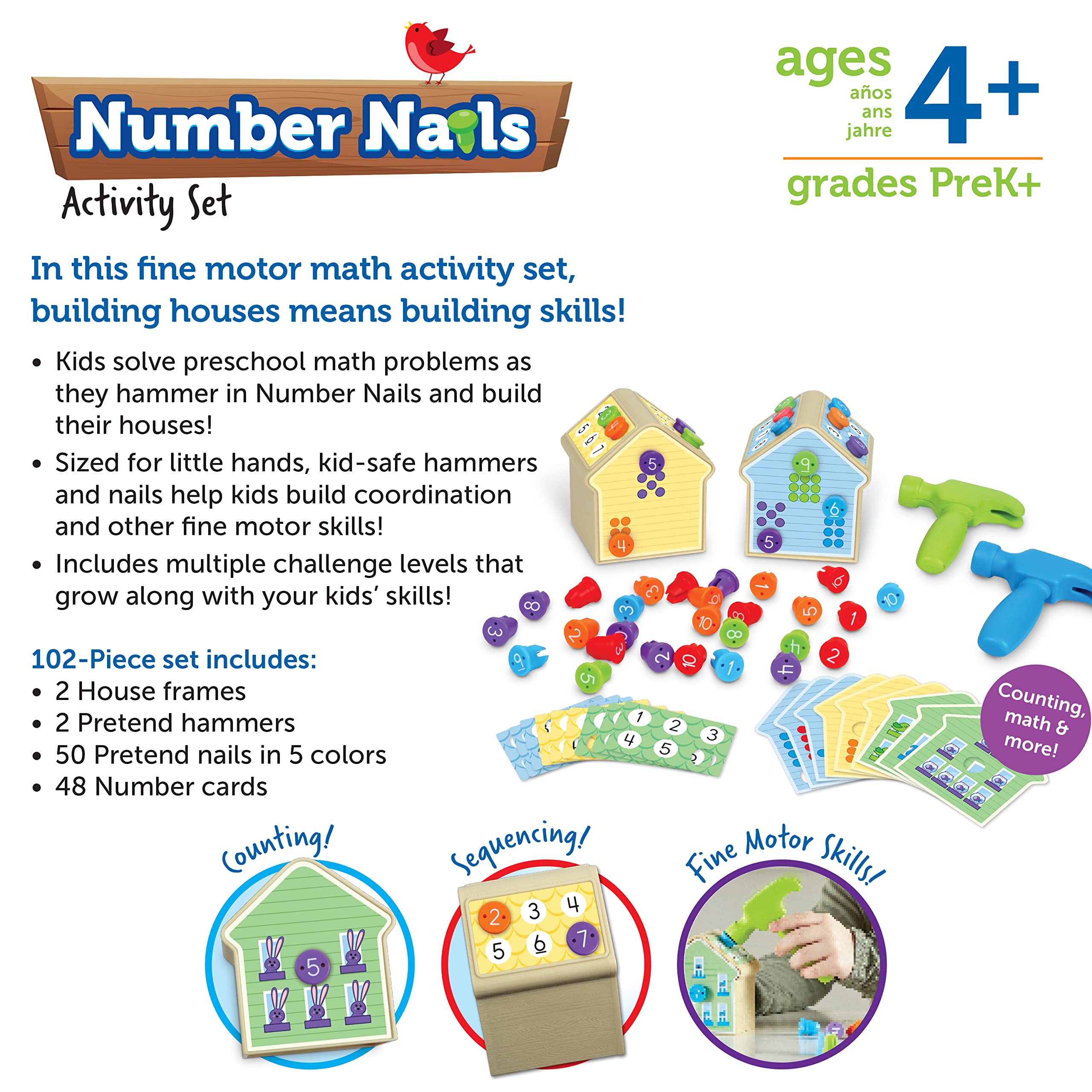 Foto 6 pulgar | Set De Actividades, Recursos De Aprendizaje, Clavos Numéricos, 102 Piezas, 4 O Más - Venta Internacional.