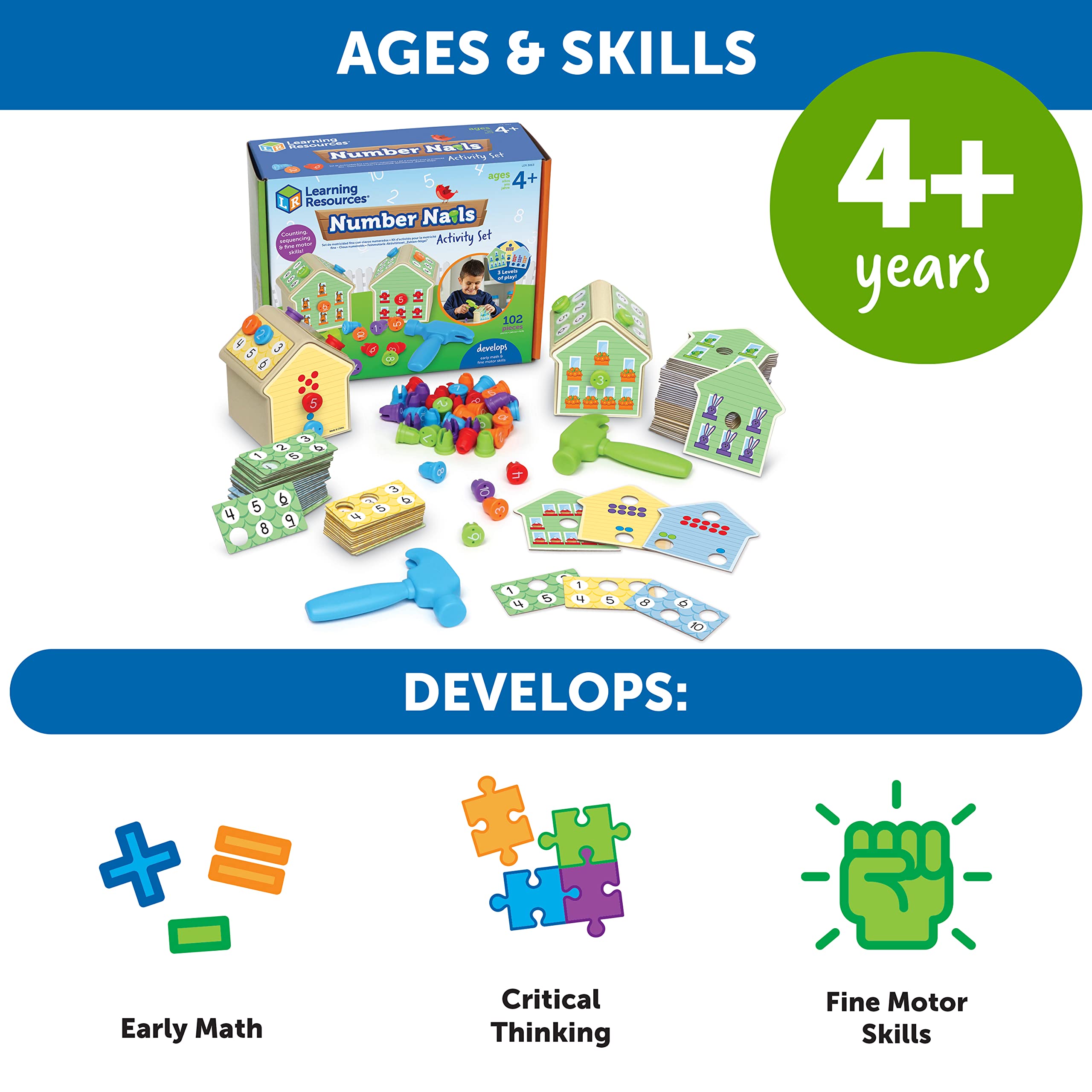 Foto 7 pulgar | Set De Actividades, Recursos De Aprendizaje, Clavos Numéricos, 102 Piezas, 4 O Más - Venta Internacional.