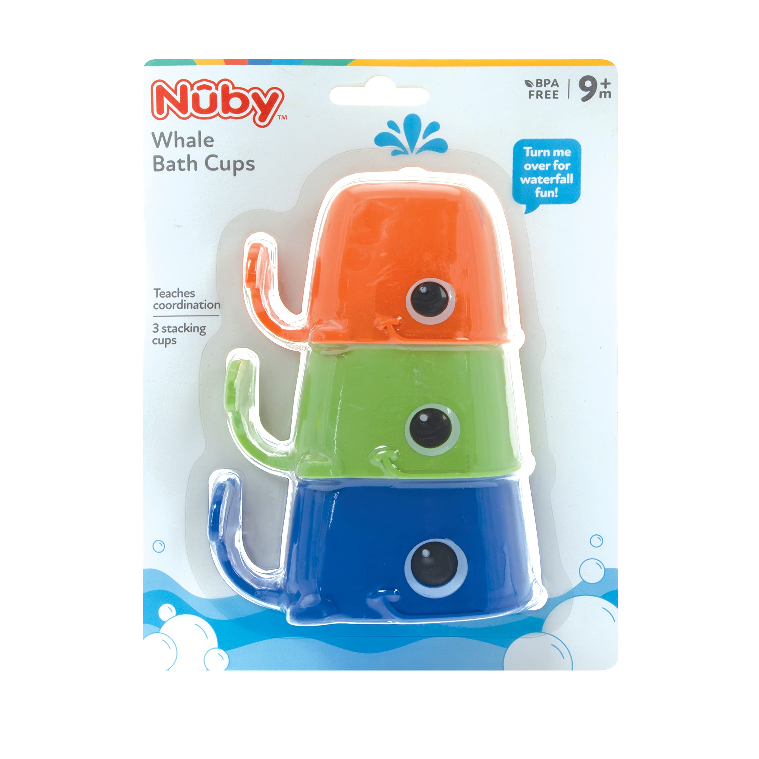 Foto 7 pulgar | Vasos De Baño Nuby Whale, 3 Vasos Apilables Para Bebés De Más De 9 Meses - Venta Internacional.