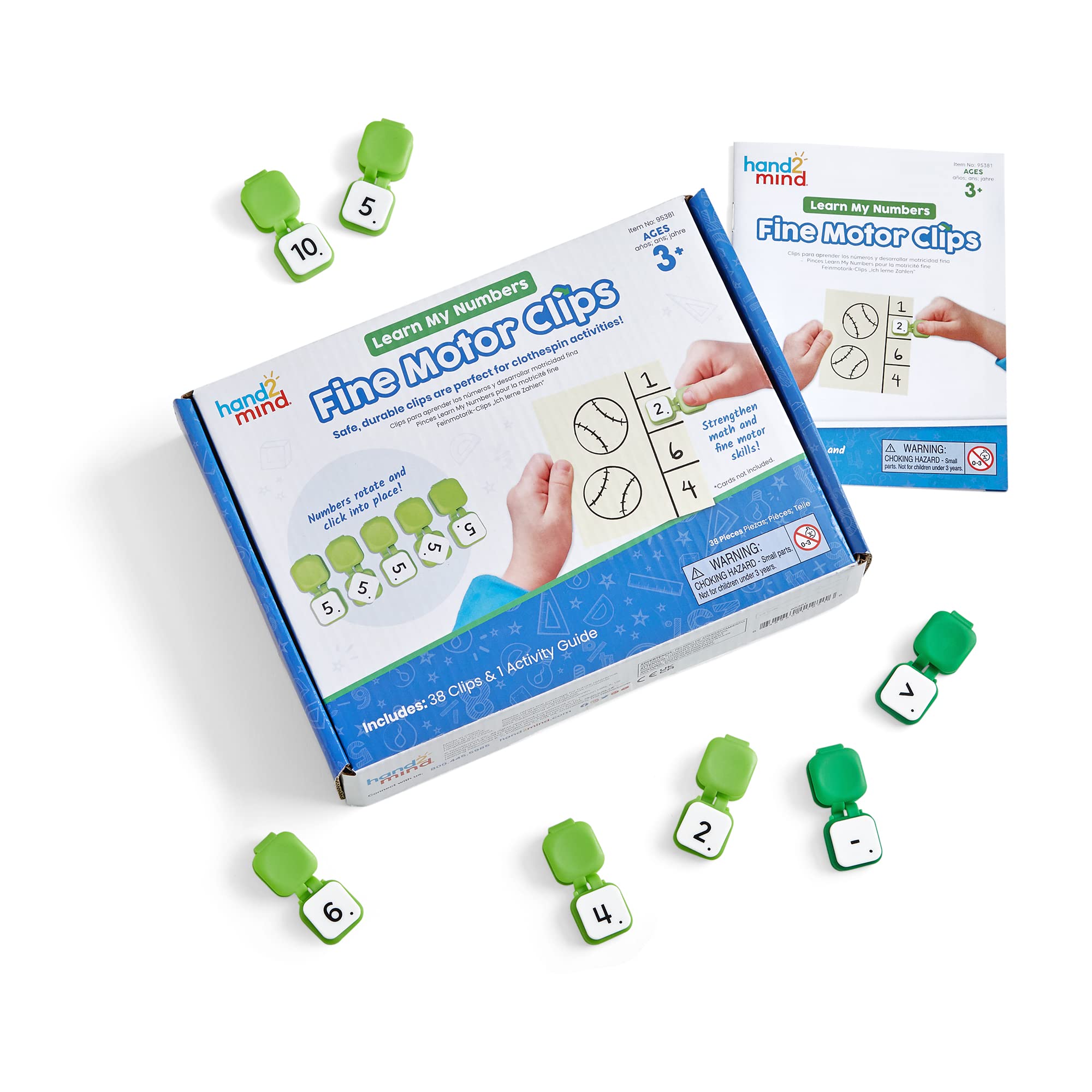 Fine Motor Clips Hand2mind Learn My Numbers Para Niños Mayores De 3 Años - Venta Internacional.