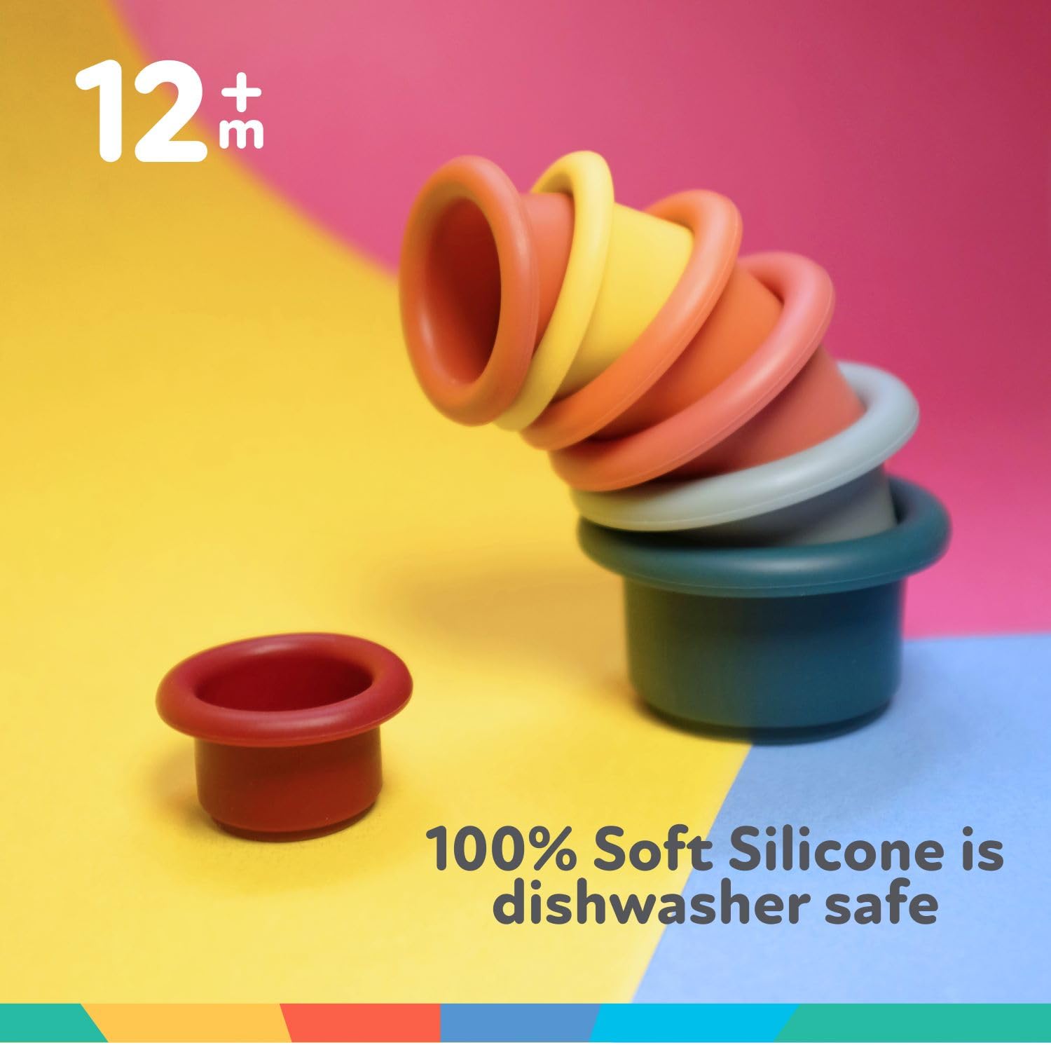 Foto 3 pulgar | El Juguete De Silicona Nuby De 7 Piezas Con Forma De Vasos Apilables Promueve La Coordinación - Venta Internacional.