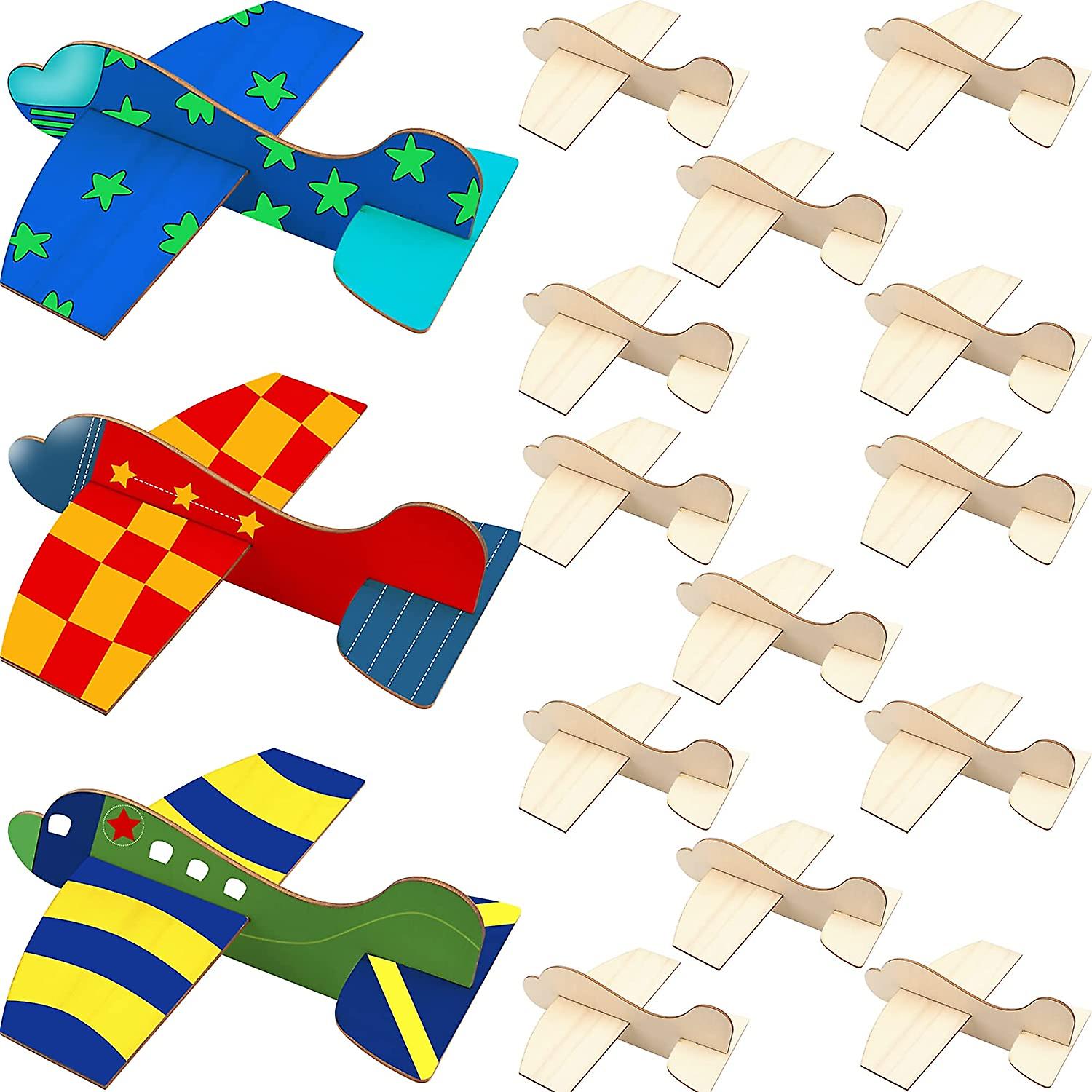 Foto 2 pulgar | Maqueta De Avión De Madera Diy, Sin Terminar, 16 Piezas Para Niños - Venta Internacional.