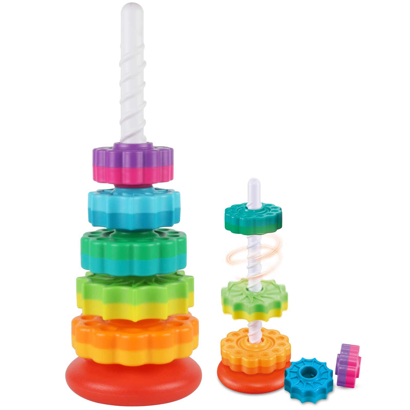 Foto 2 pulgar | Juguete Giratorio Y Apilable Juxue Para Niños De 1 A 3 Años Con Arcoíris - Venta Internacional.