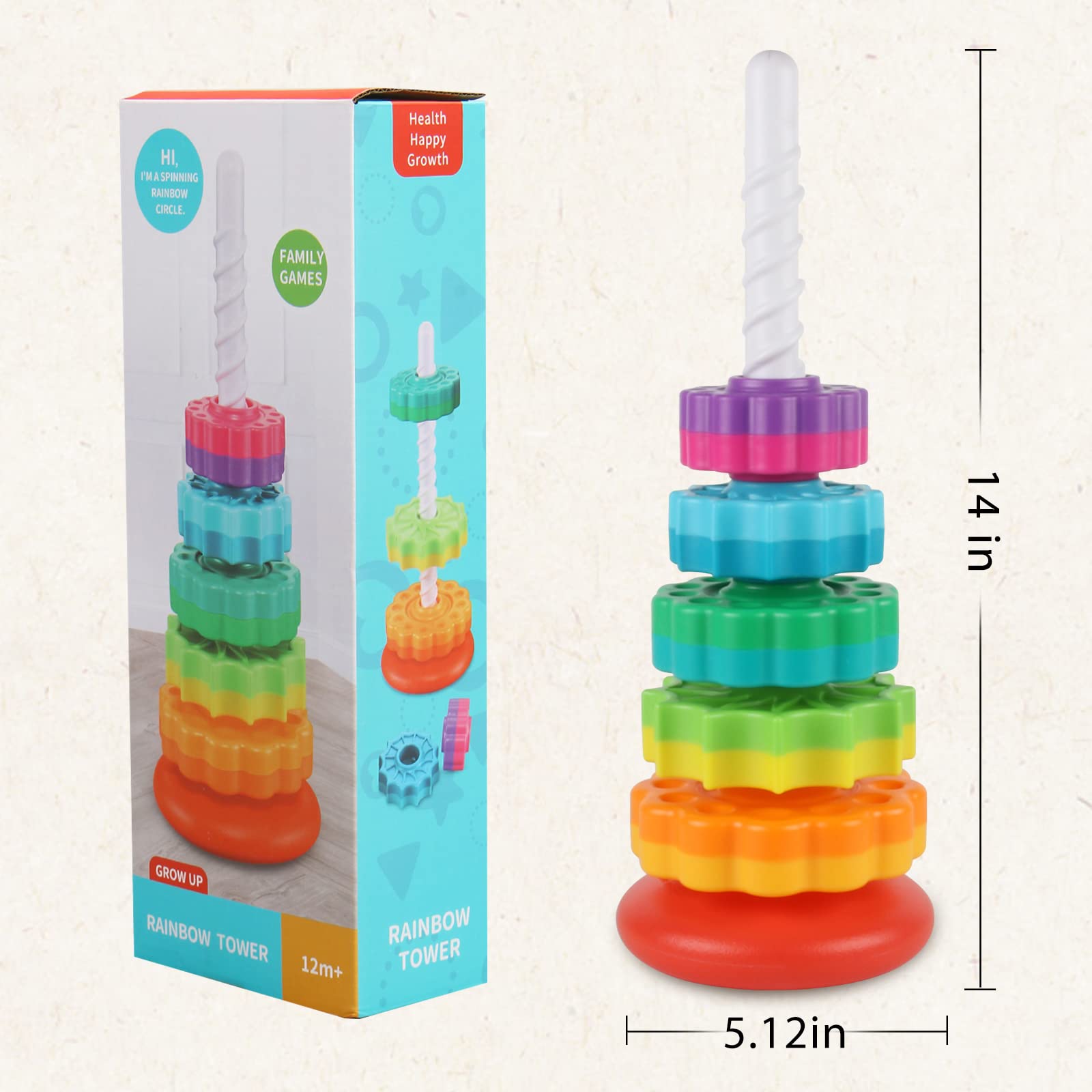 Foto 8 pulgar | Juguete Giratorio Y Apilable Juxue Para Niños De 1 A 3 Años Con Arcoíris - Venta Internacional.