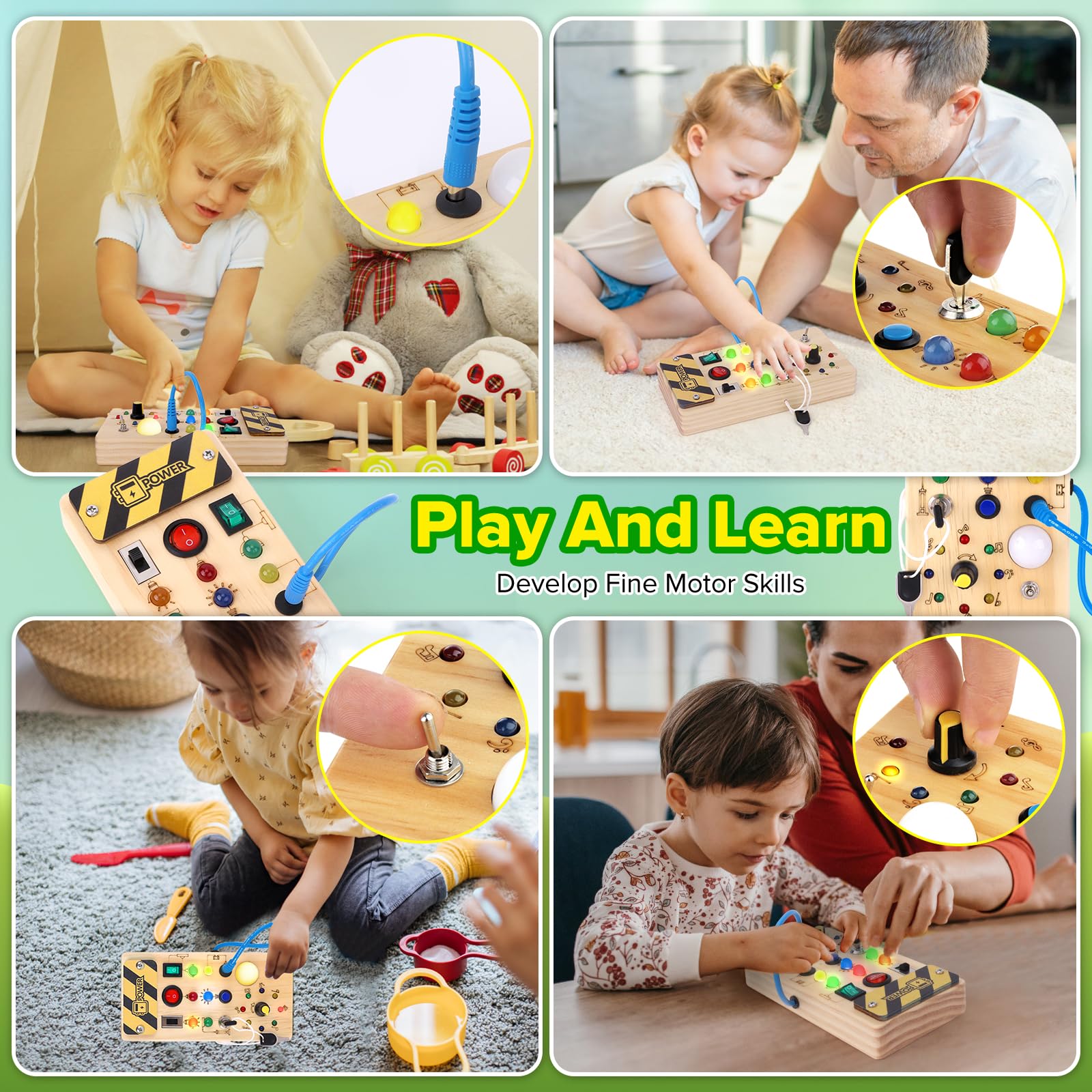 Foto 4 pulgar | Montessori Busy Board Wakeinsa Para Niños De 1 A 3 Años Con Luces - Venta Internacional.