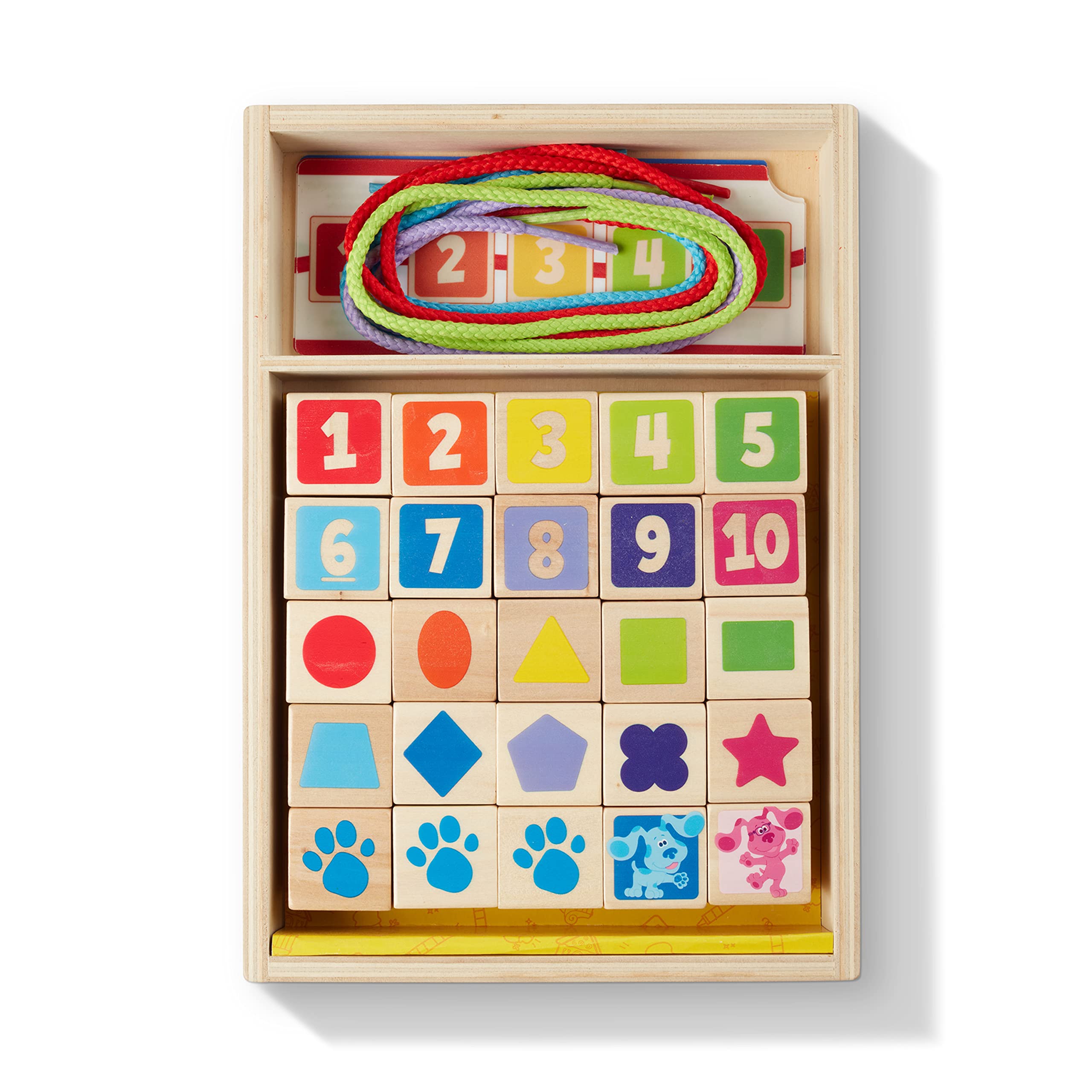 Lacing Beads ¡clues & You De Melissa Y Doug Blue! 25 Cuentas Y 4 Cordones - Venta Internacional.