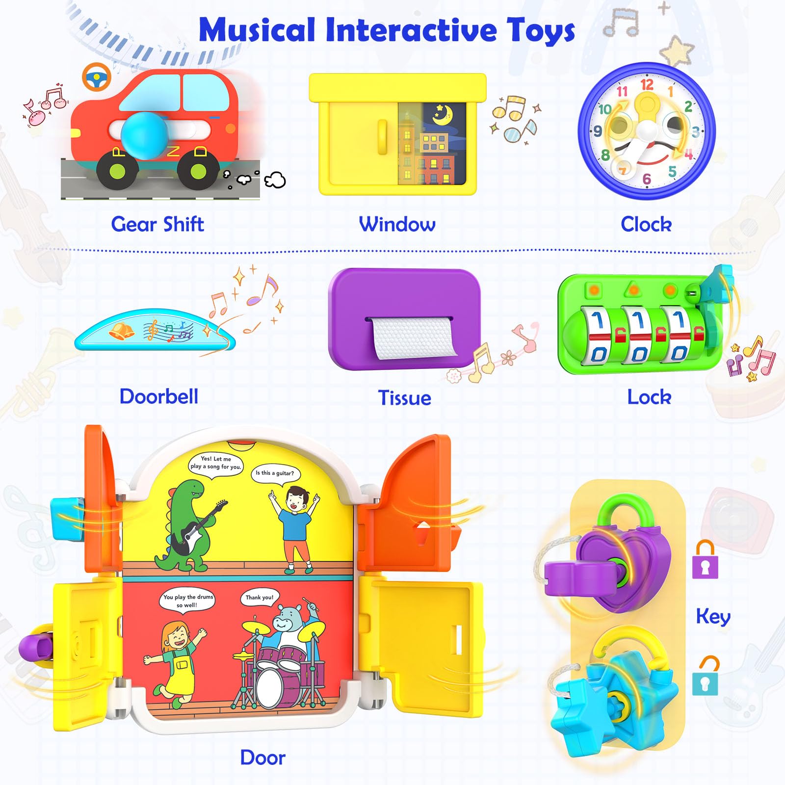 Foto 5 pulgar | Juguete Musical Montessori 15 En 1 Busy Board Bqu Para Niños De 1 A 2 Años - Venta Internacional.