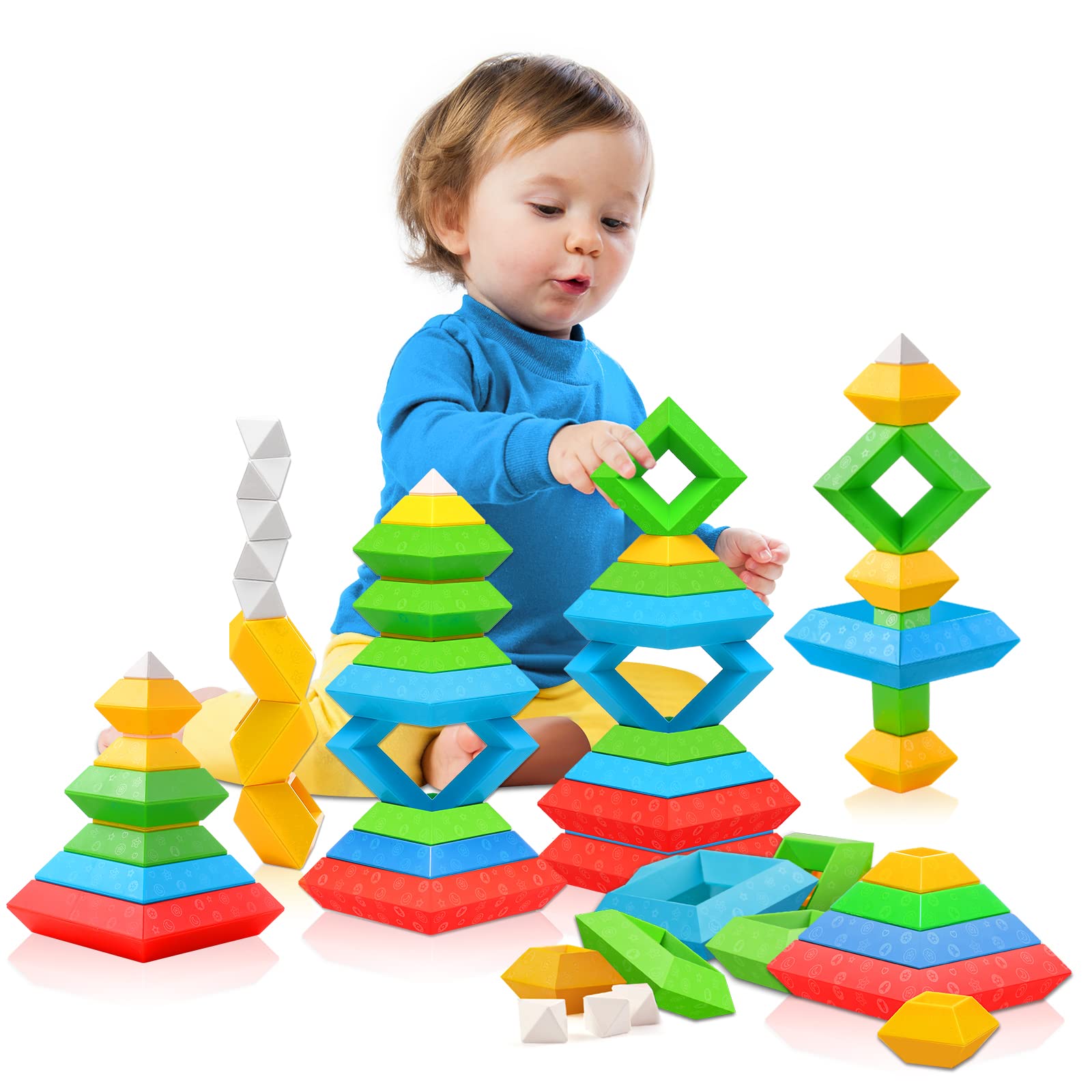 Juguetes Montessori De Building Blocks Hieoby, 30 Unidades, Para Niños De 1 A 5 Años - Venta Internacional.