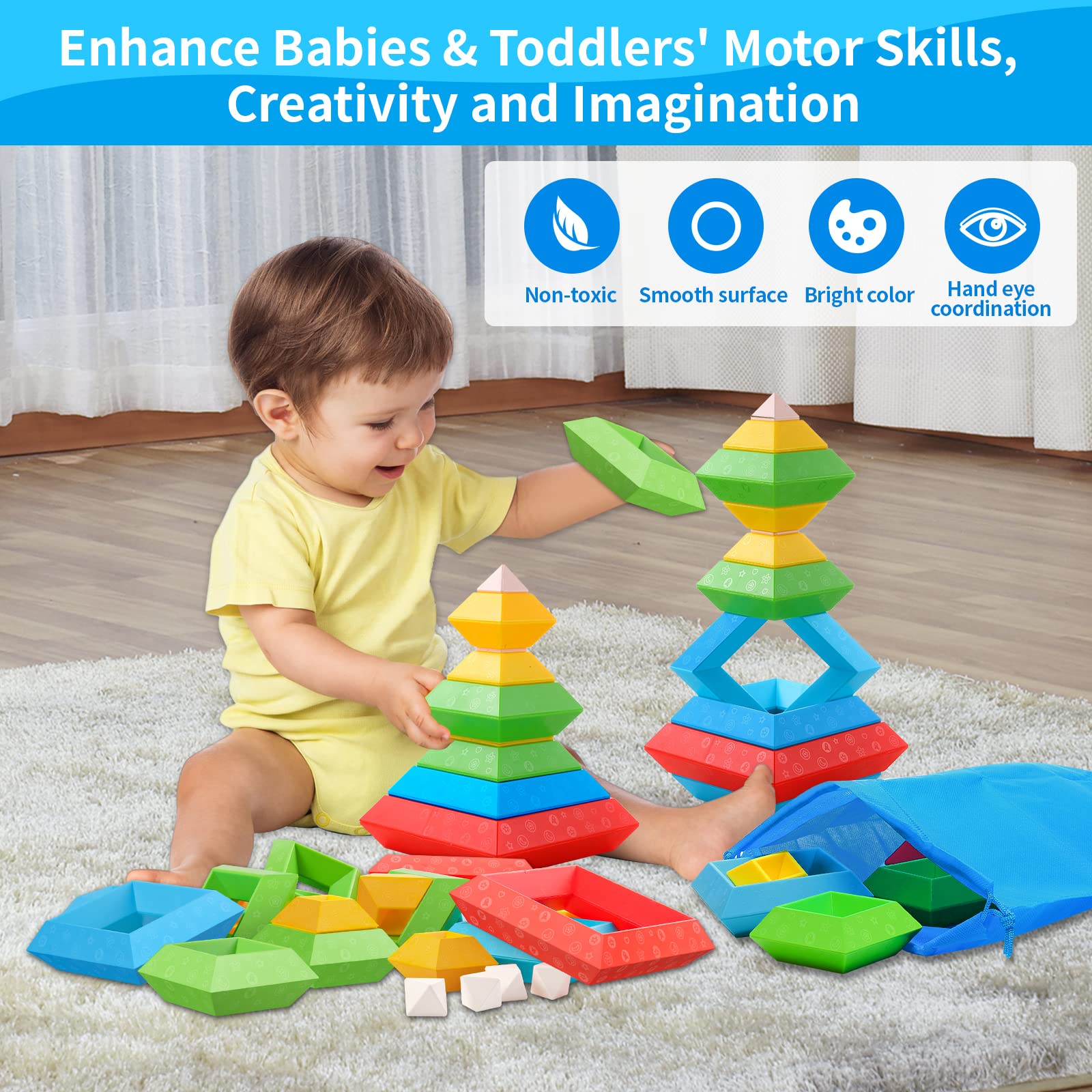 Foto 3 pulgar | Juguetes Montessori De Building Blocks Hieoby, 30 Unidades, Para Niños De 1 A 5 Años - Venta Internacional.
