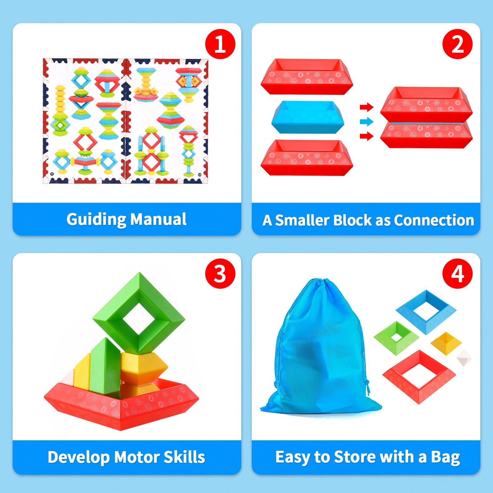 Foto 3 | Juguetes Montessori De Building Blocks Hieoby, 30 Unidades, Para Niños De 1 A 5 Años - Venta Internacional.