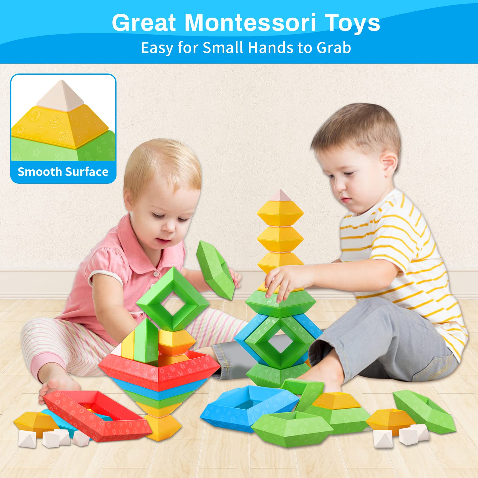Foto 5 pulgar | Juguetes Montessori De Building Blocks Hieoby, 30 Unidades, Para Niños De 1 A 5 Años - Venta Internacional.