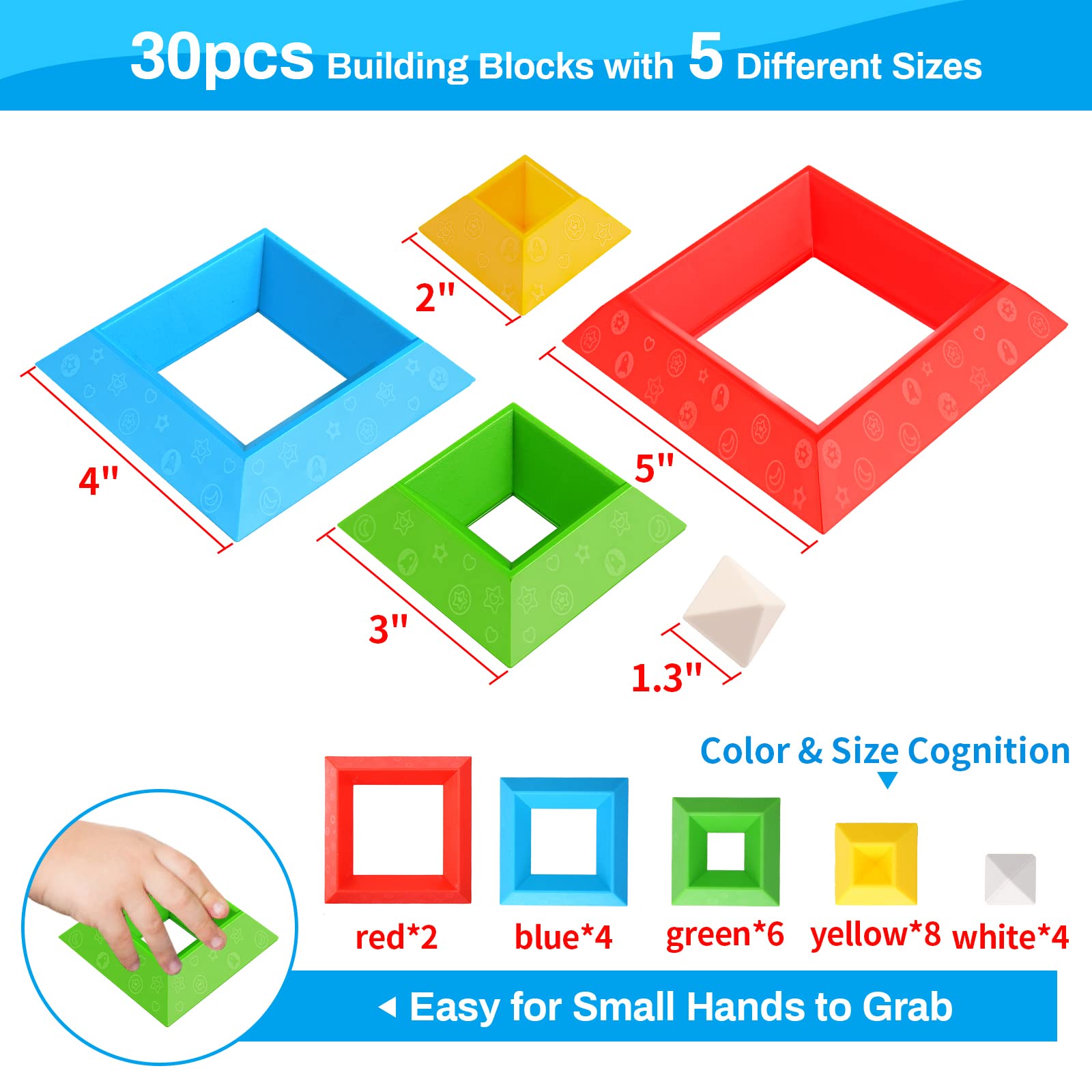 Foto 6 pulgar | Juguetes Montessori De Building Blocks Hieoby, 30 Unidades, Para Niños De 1 A 5 Años - Venta Internacional.