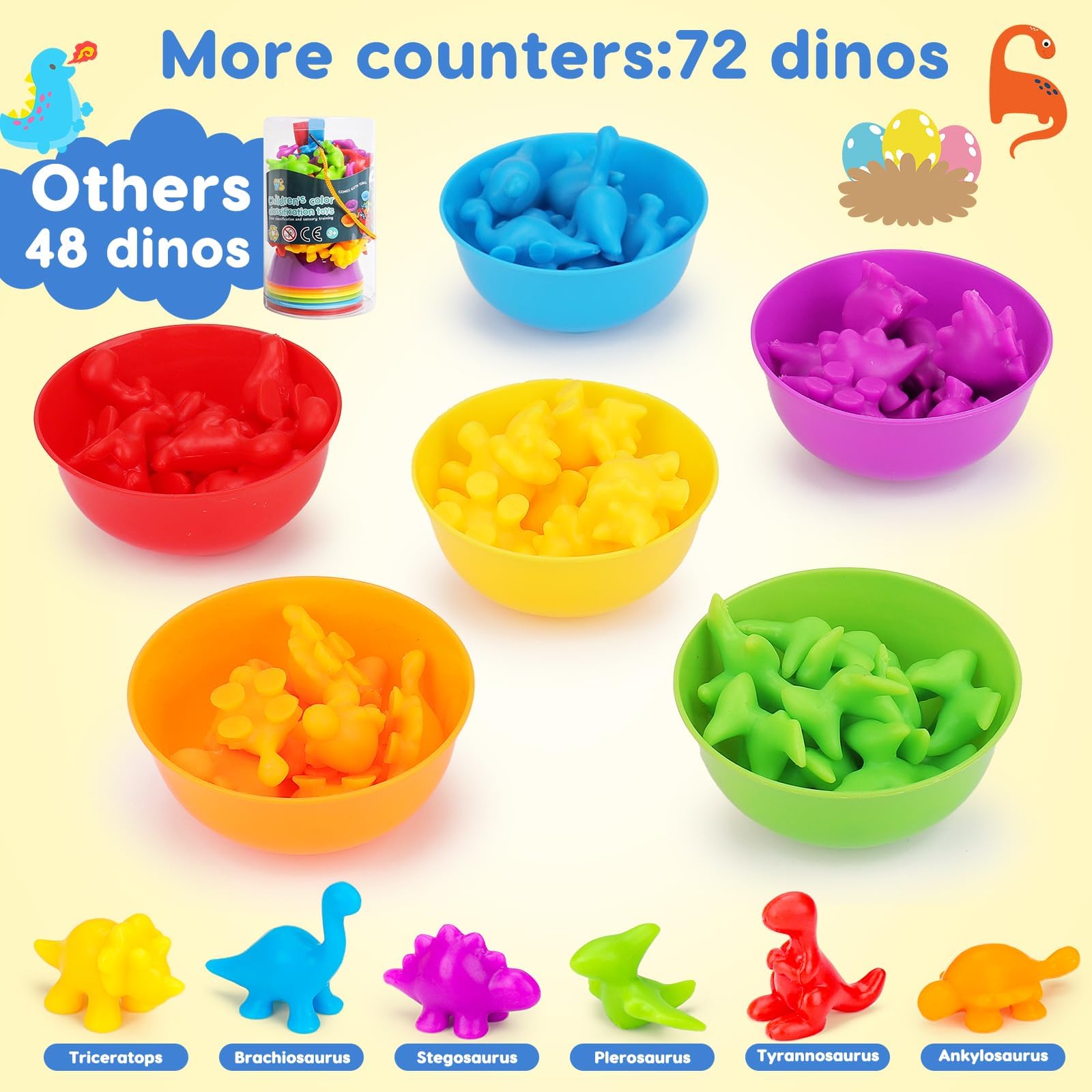 Foto 4 pulgar | Juguetes Montessori De Counting Dinosaurs Tsomtto Para Niños De 2 A 4 Años - Venta Internacional.