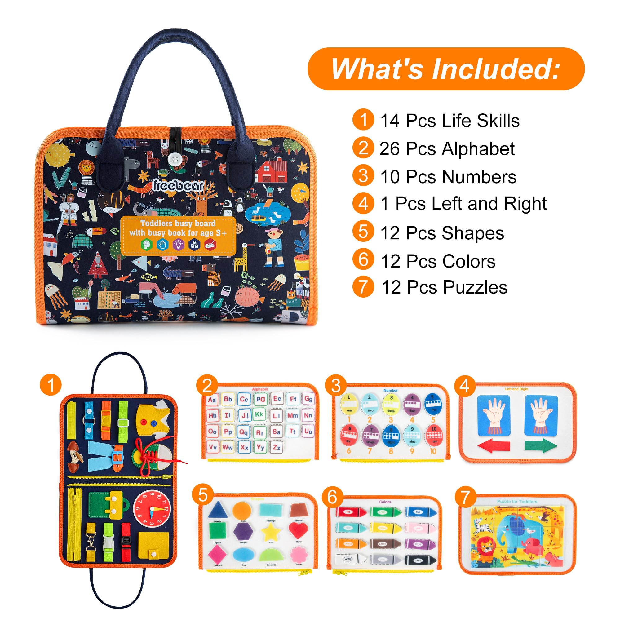 Foto 7 pulgar | Juguete Sensorial De Viaje Busy Board Freebear Para Niños Pequeños De 1 A 4 Años - Venta Internacional.