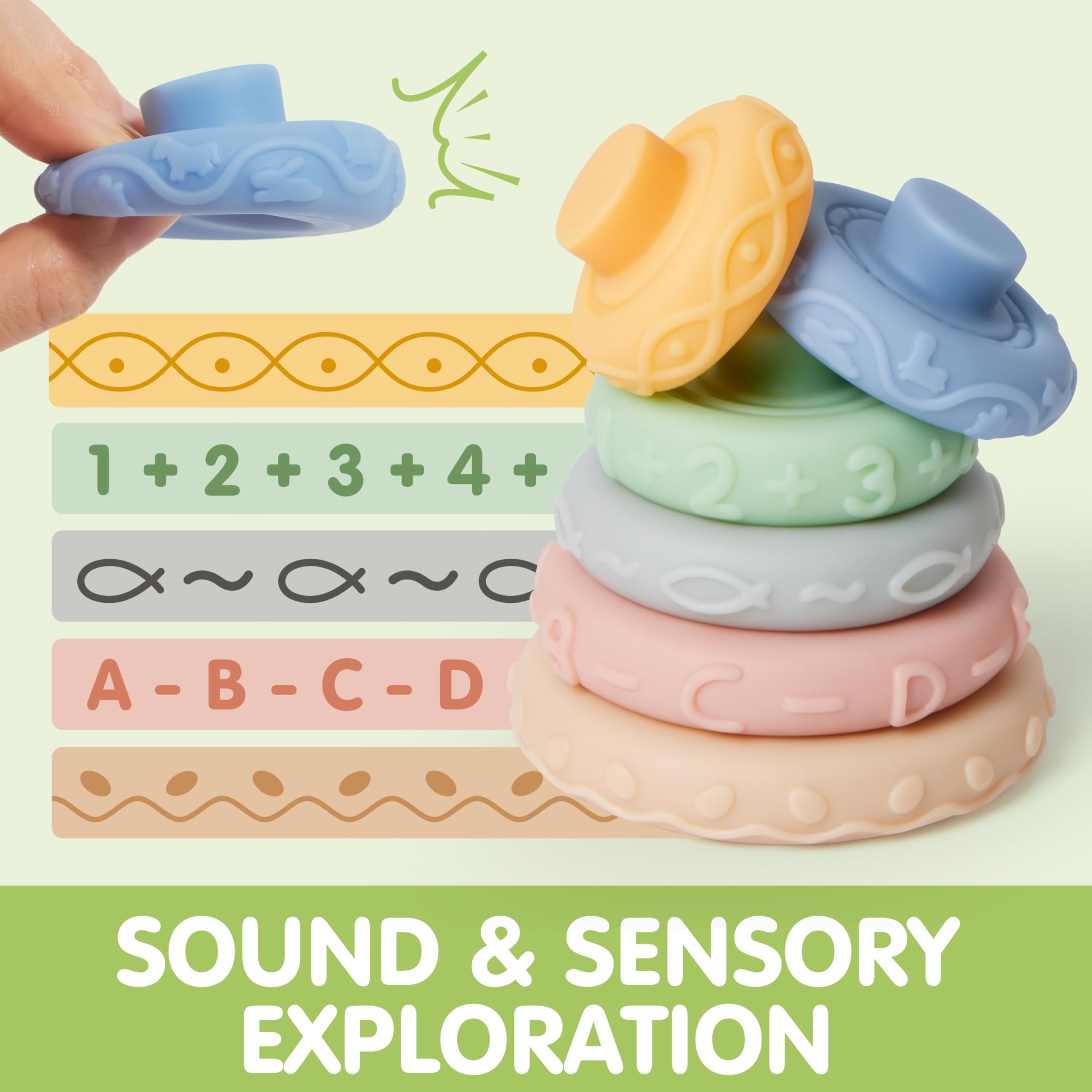Foto 4 pulgar | Juego De Juguetes Para Bebés Joyin Montessori 0-3-6-12 Meses Con Anillos Apilables - Venta Internacional.