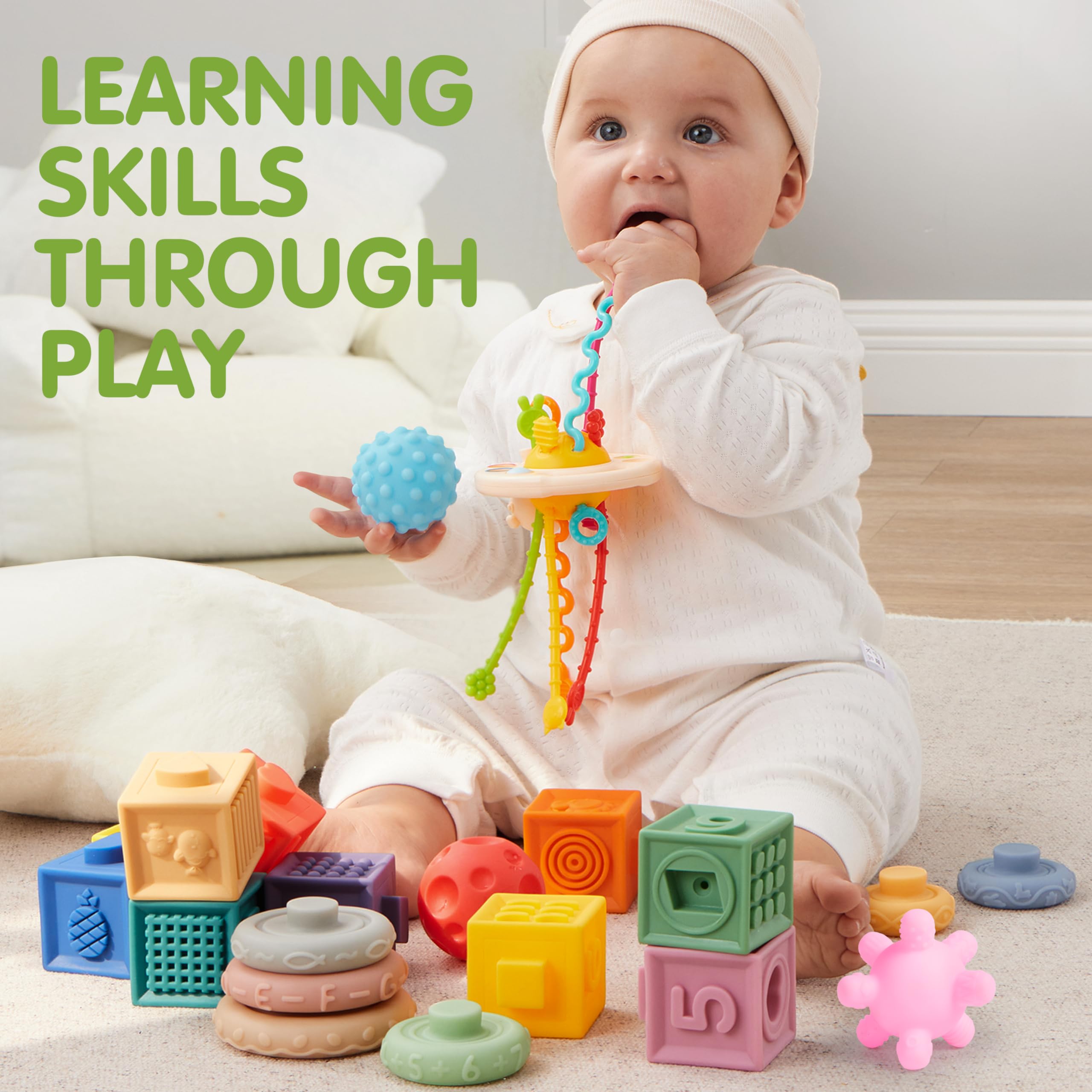 Foto 6 | Juego De Juguetes Para Bebés Joyin Montessori 0-3-6-12 Meses Con Anillos Apilables - Venta Internacional.