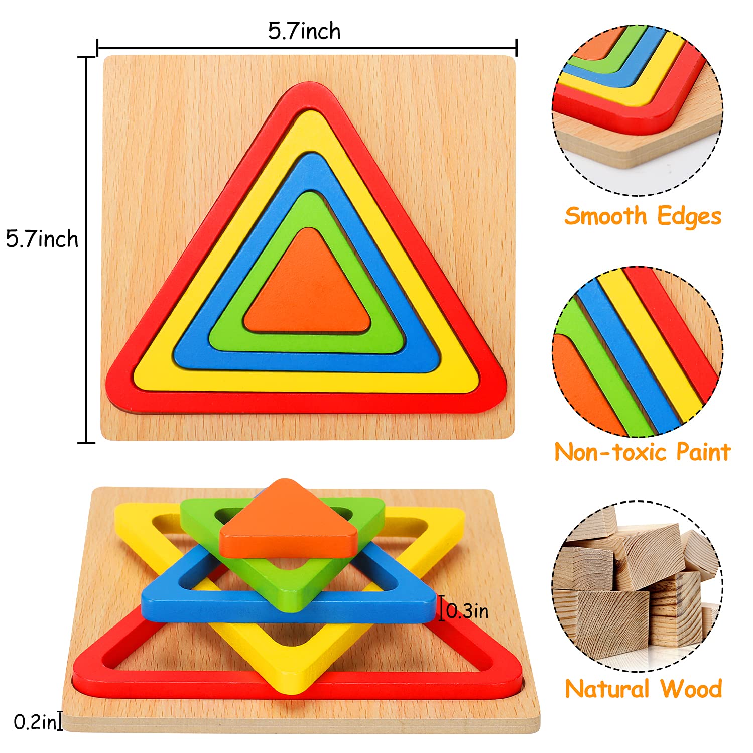 Foto 4 pulgar | Juguete De Rompecabezas Augtoy Montessori Para Niños Pequeños, Clasificador De Formas De Madera - Venta Internacional.