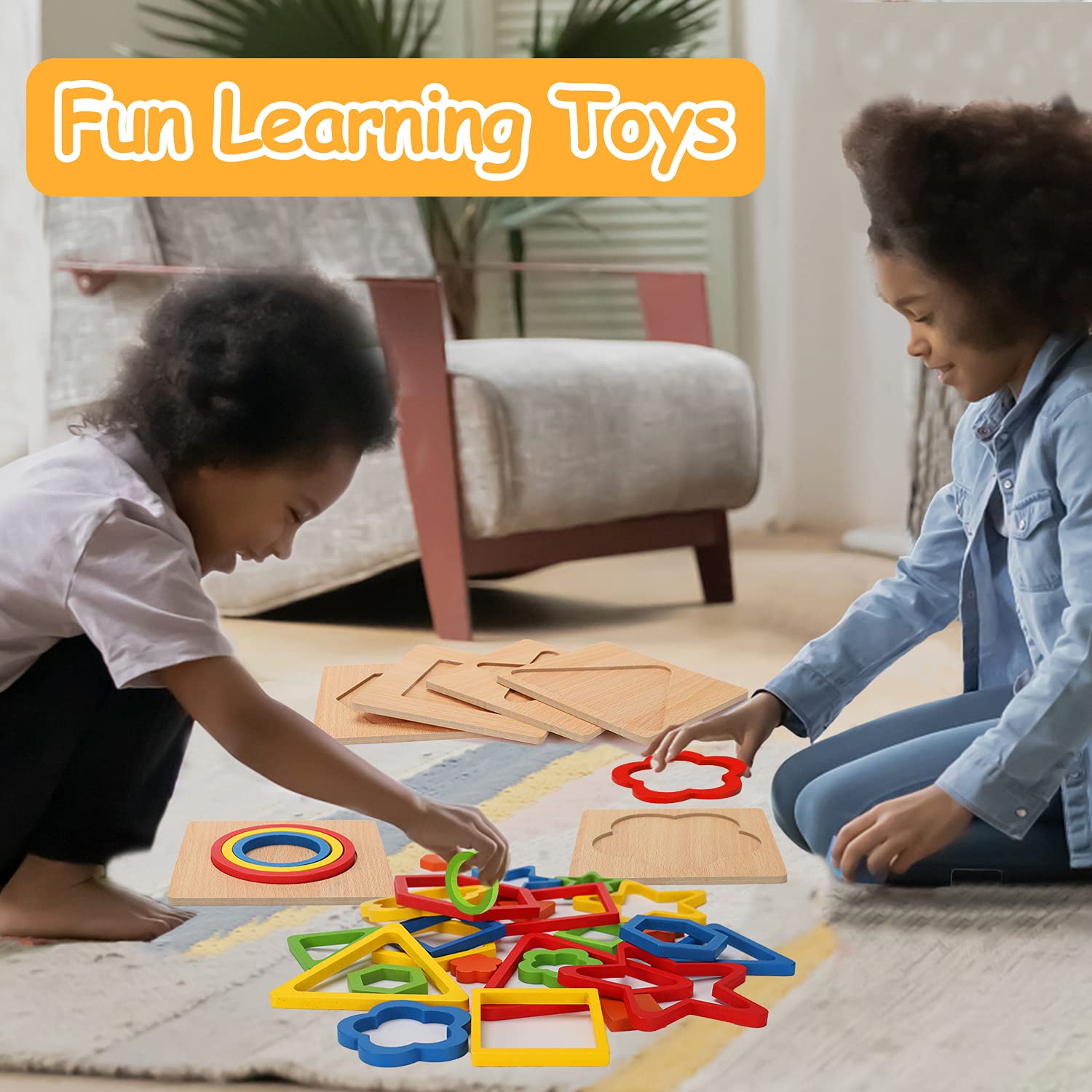 Foto 5 | Juguete De Rompecabezas Augtoy Montessori Para Niños Pequeños, Clasificador De Formas De Madera - Venta Internacional.