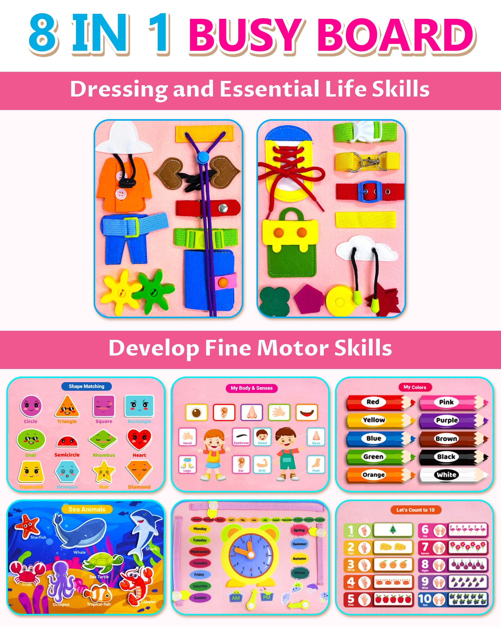 Foto 4 pulgar | Juguetes Montessori Exorany De Busy Board Para Niñas De 1 A 4 Años - Venta Internacional.