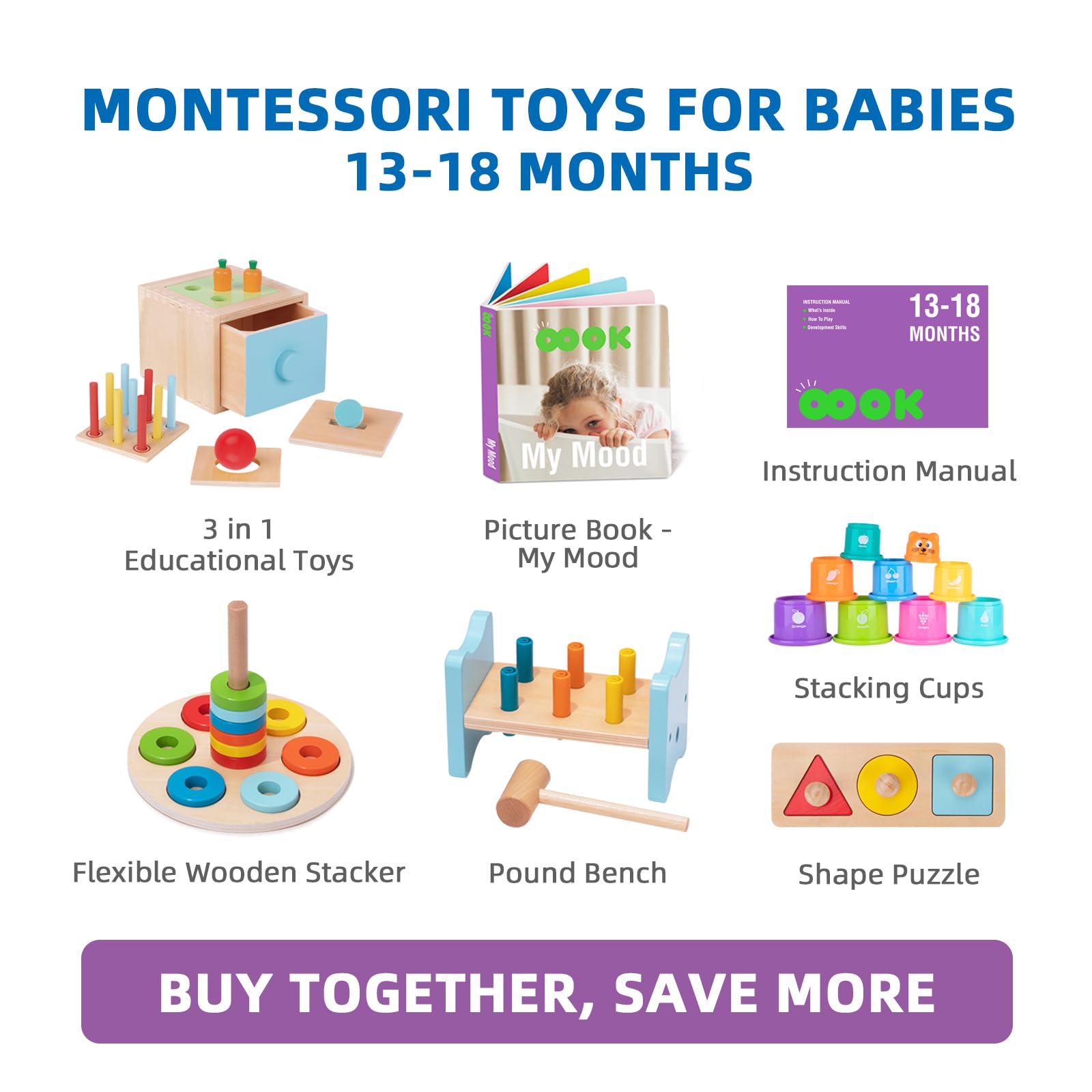 Foto 3 pulgar | Set De Aprendizaje 8 En 1 De Montessori Toys Tookyland Para Niños De 1 Año - Venta Internacional.