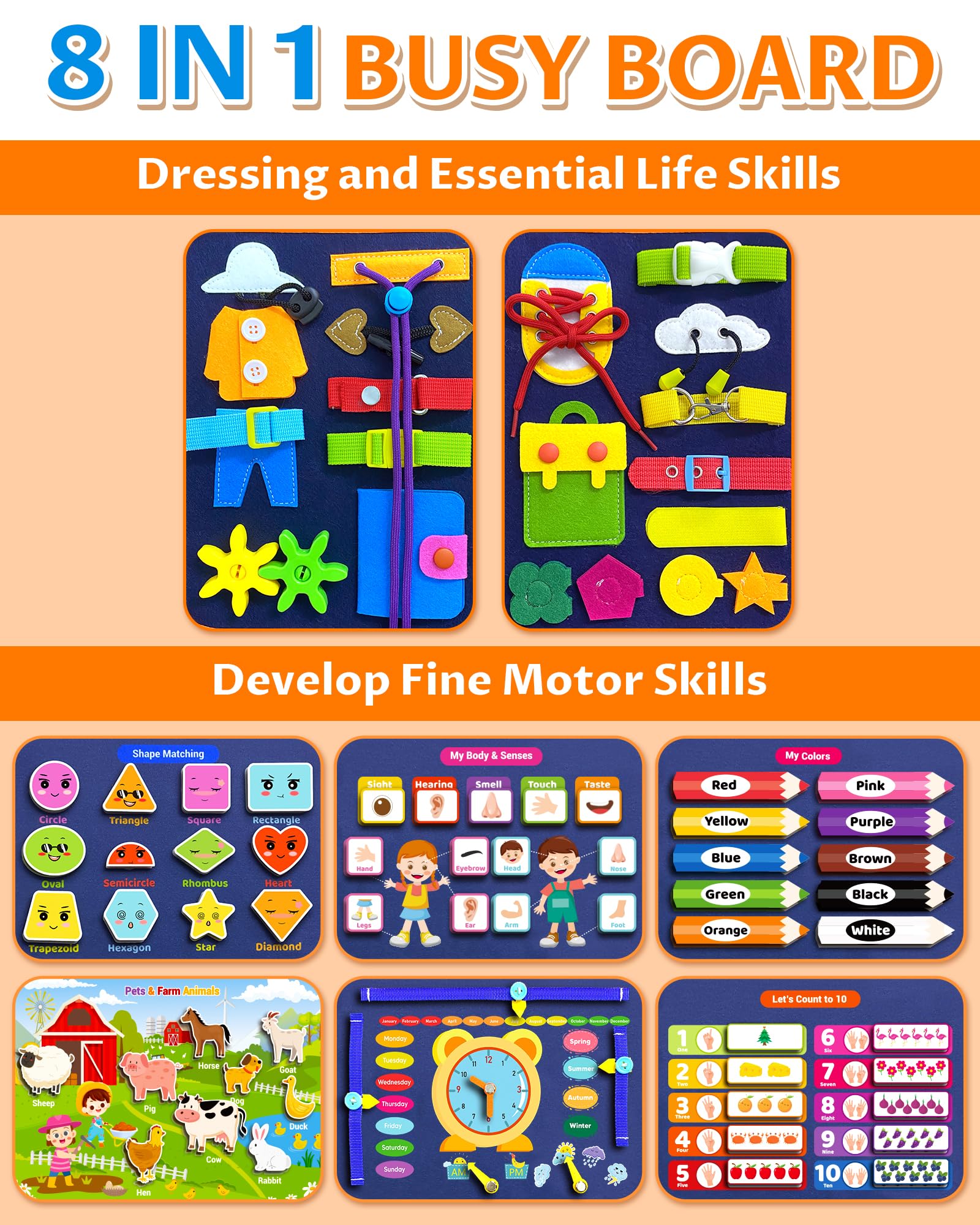 Foto 4 pulgar | Exorany De Busy Board Para Niños Pequeños De 1 A 4 Años, Educación Sensorial - Venta Internacional.