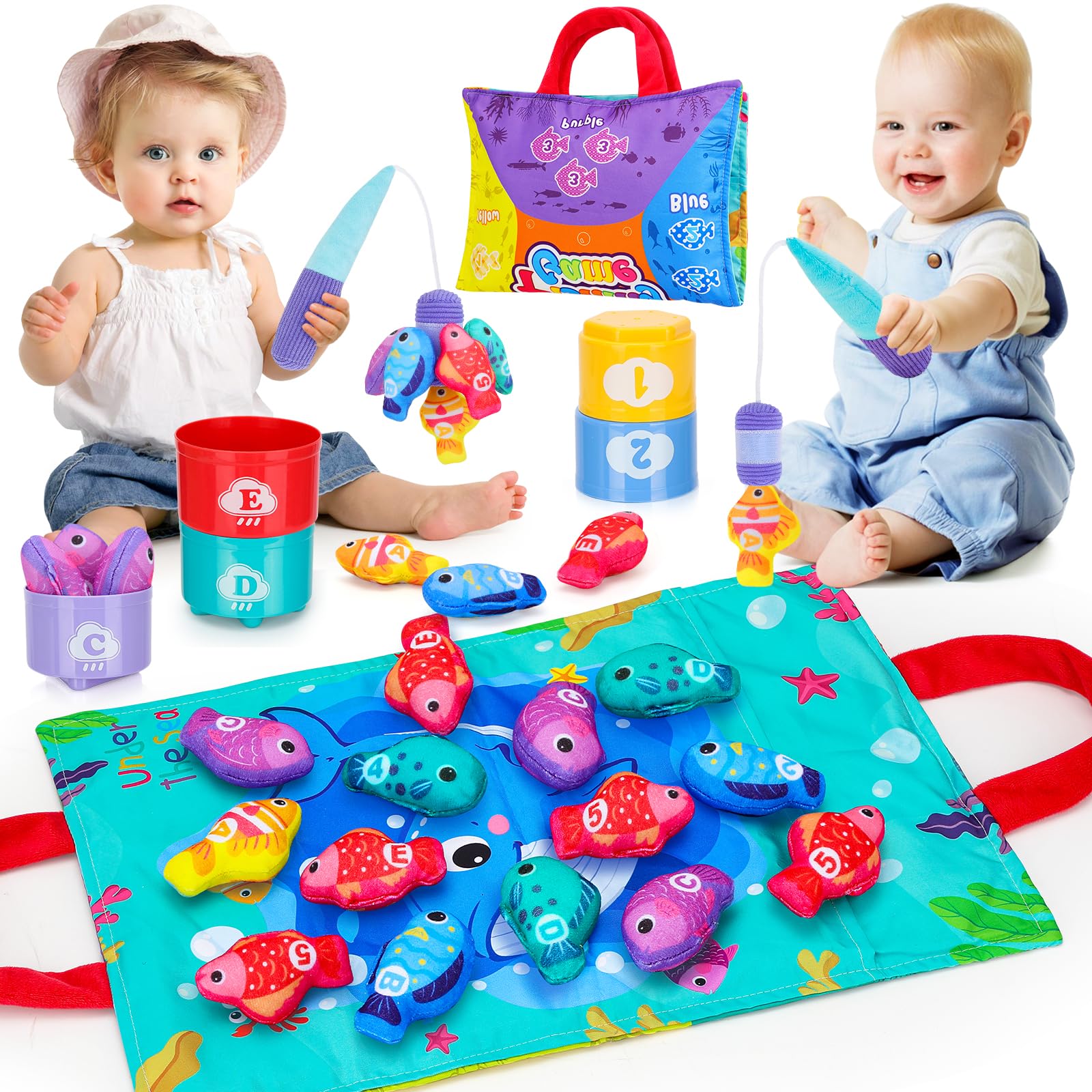 Juego De Pesca Montessori Pebira Para Niños De 1 A 3 Años Con 23 Unidades - Venta Internacional.