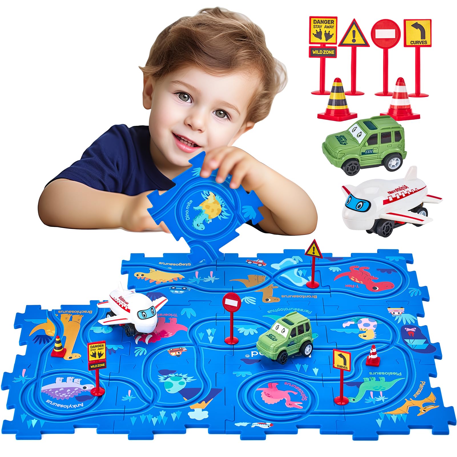 Foto 2 pulgar | Set de Pista de Coche Puzzle Racer Hahaland Forma De Dinosaurio - Venta Internacional