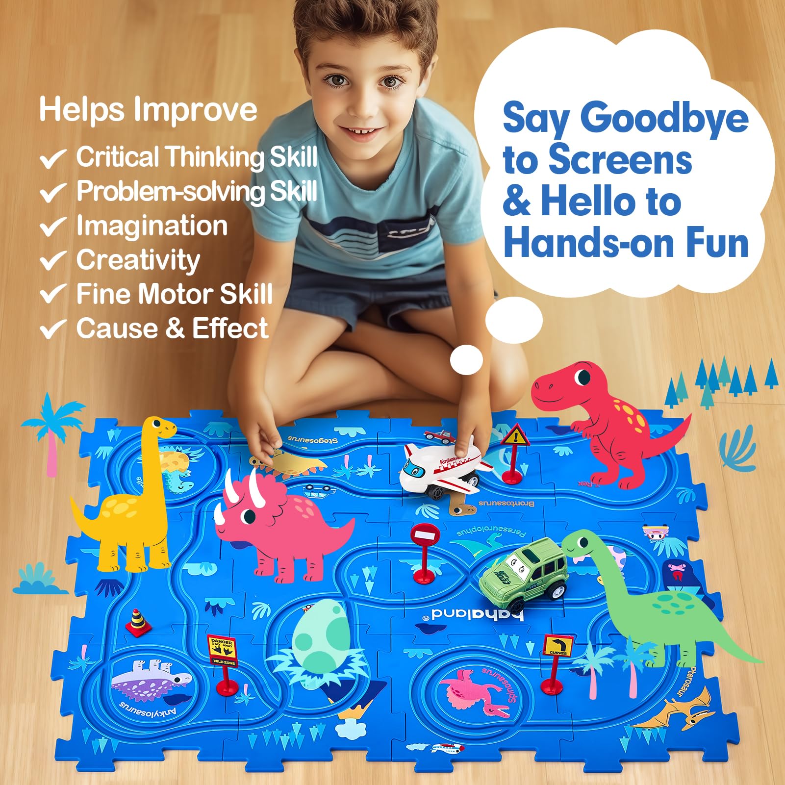 Foto 4 pulgar | Set de Pista de Coche Puzzle Racer Hahaland Forma De Dinosaurio - Venta Internacional