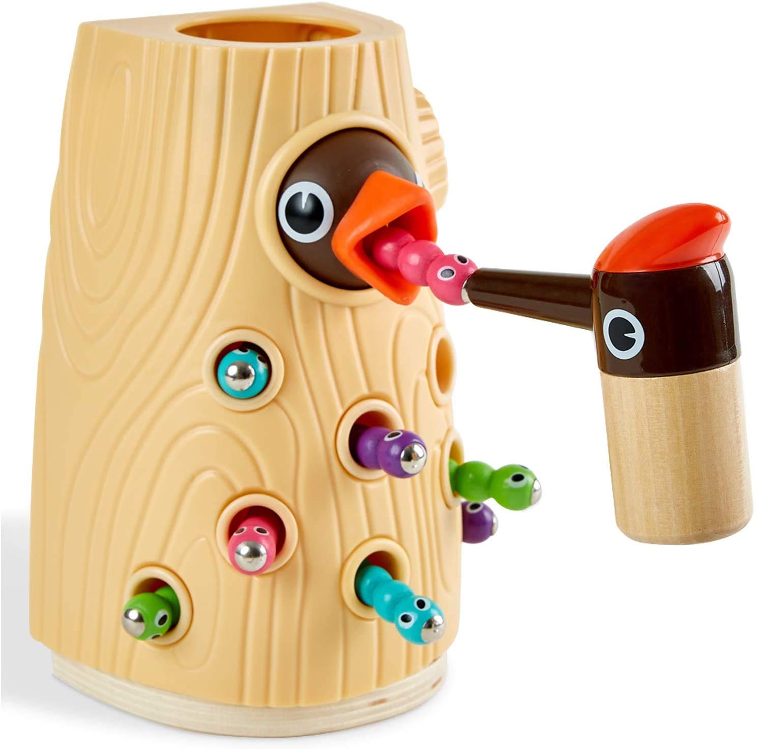 Juego Magnético Montessori Toy Top Bright Woodpecker Worm Para 2 Años - Venta Internacional.