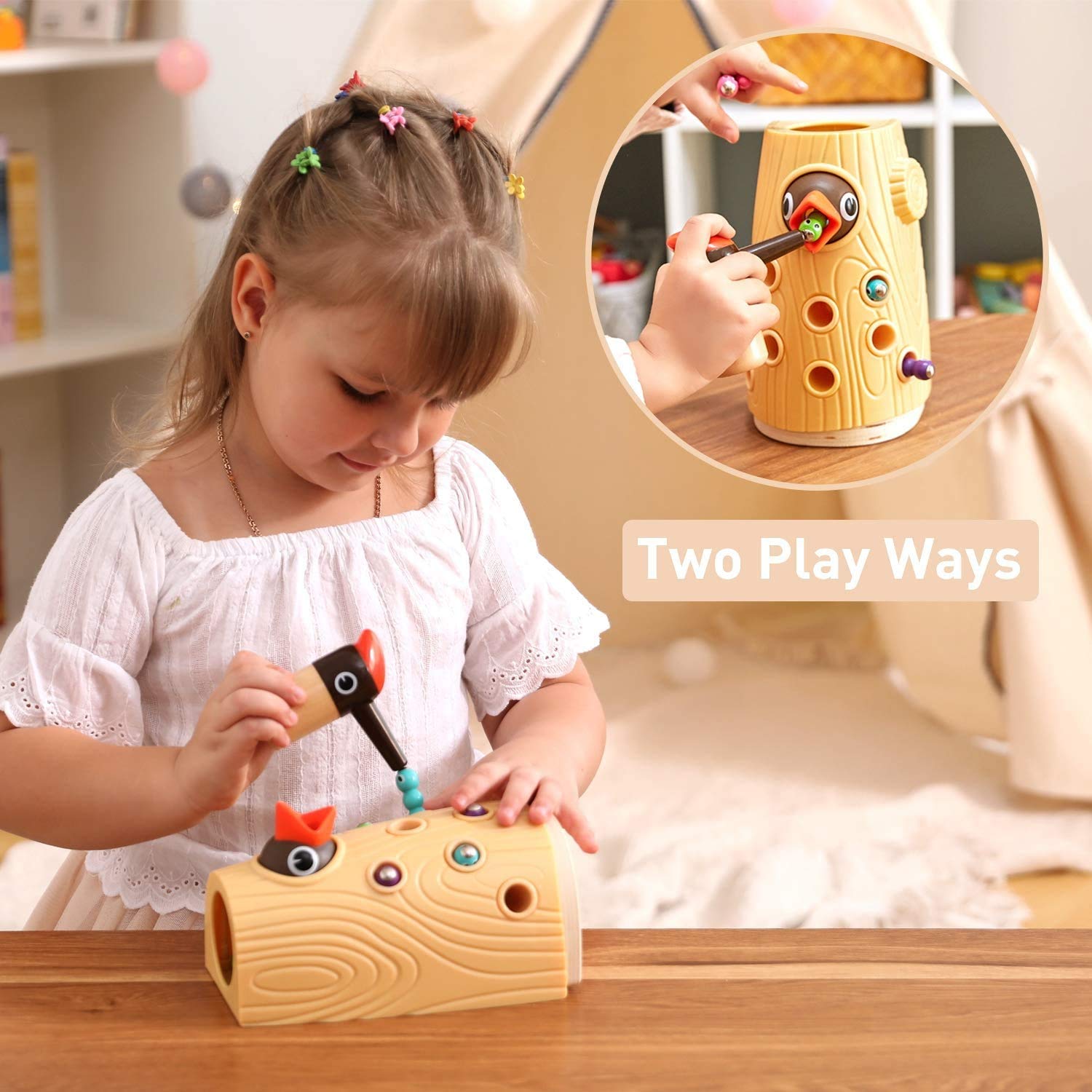 Foto 4 | Juego Magnético Montessori Toy Top Bright Woodpecker Worm Para 2 Años - Venta Internacional.