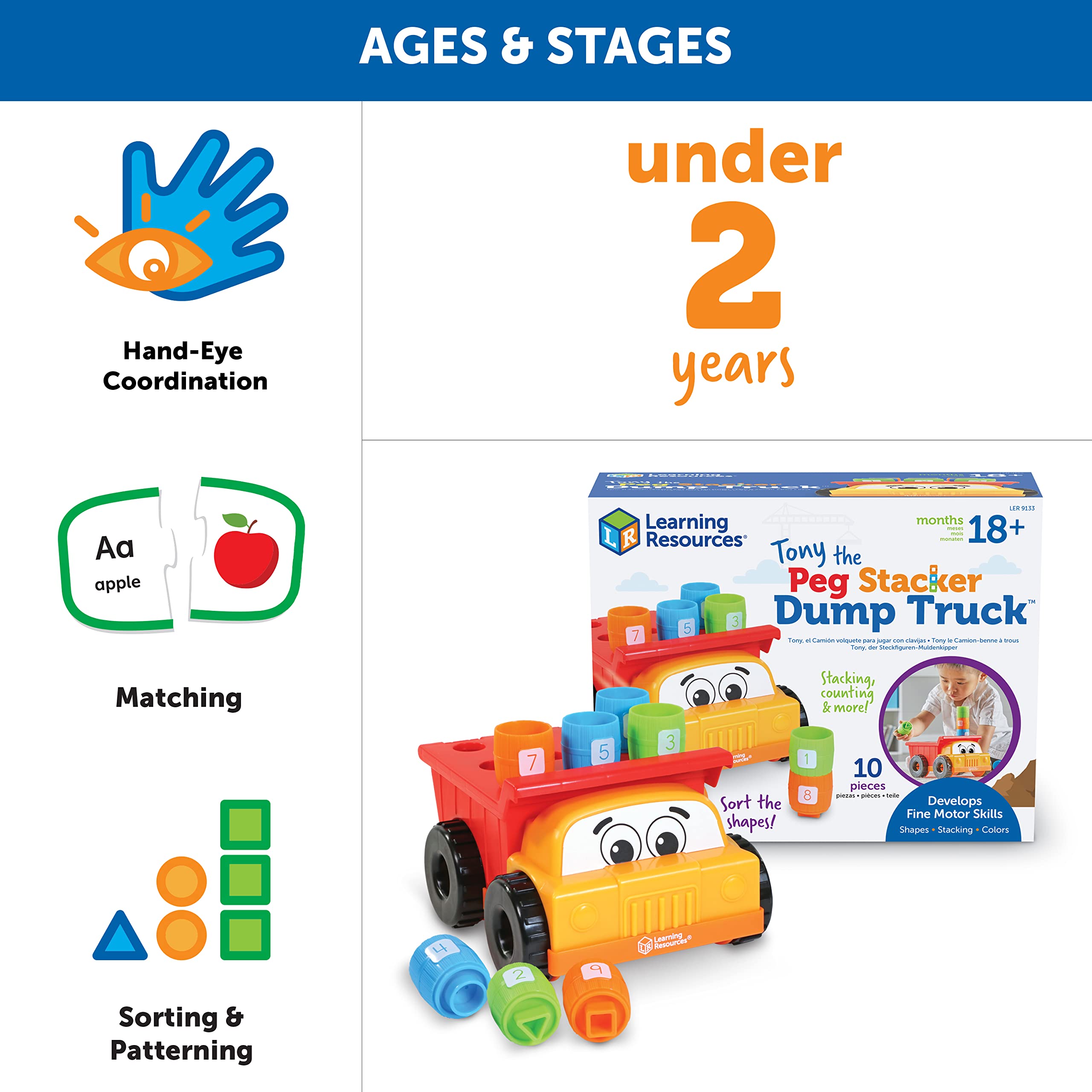Foto 5 | Camión Volquete Tony The Peg Stacker De Toy Learning Resources, Más De 18 Meses - Venta Internacional.