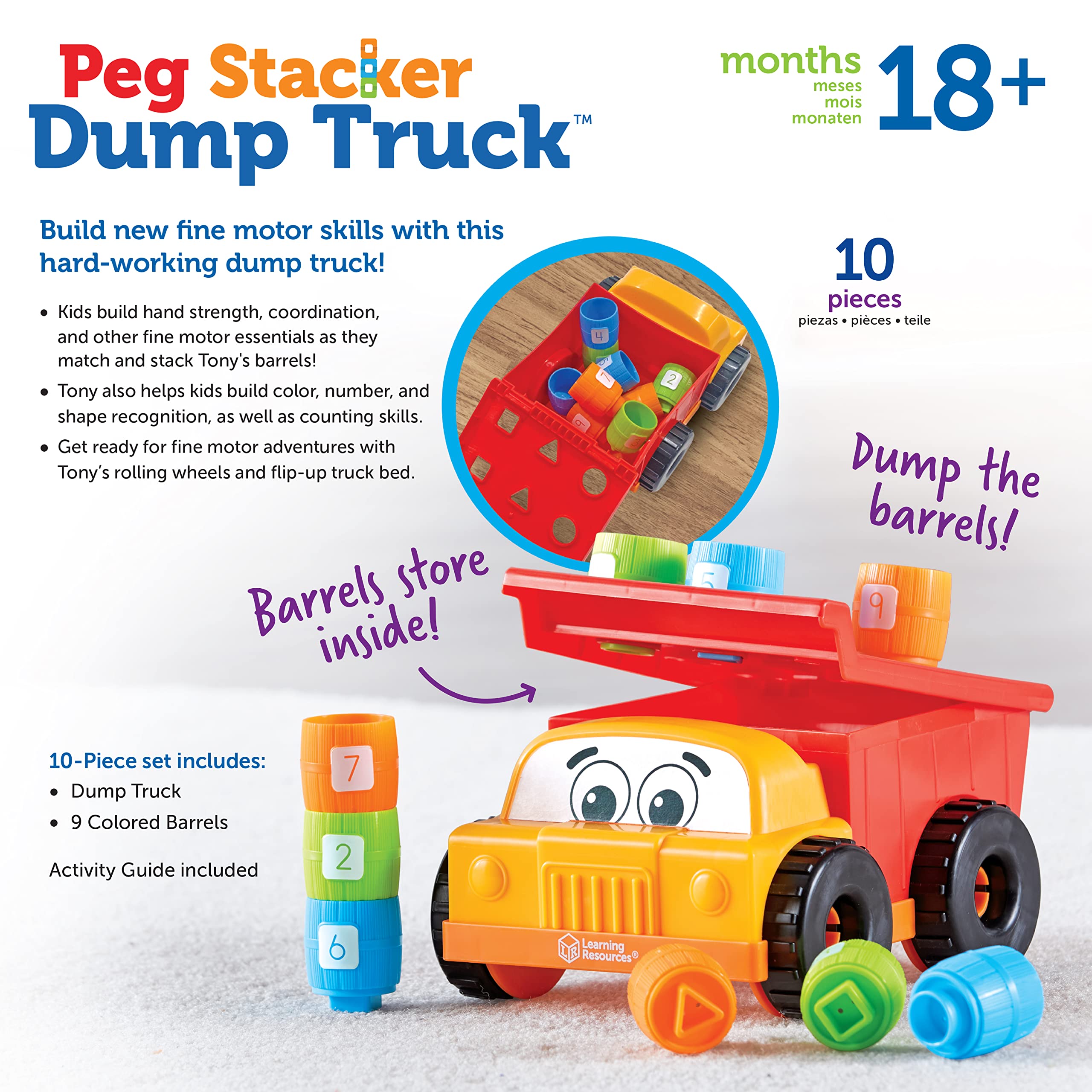 Foto 6 | Camión Volquete Tony The Peg Stacker De Toy Learning Resources, Más De 18 Meses - Venta Internacional.