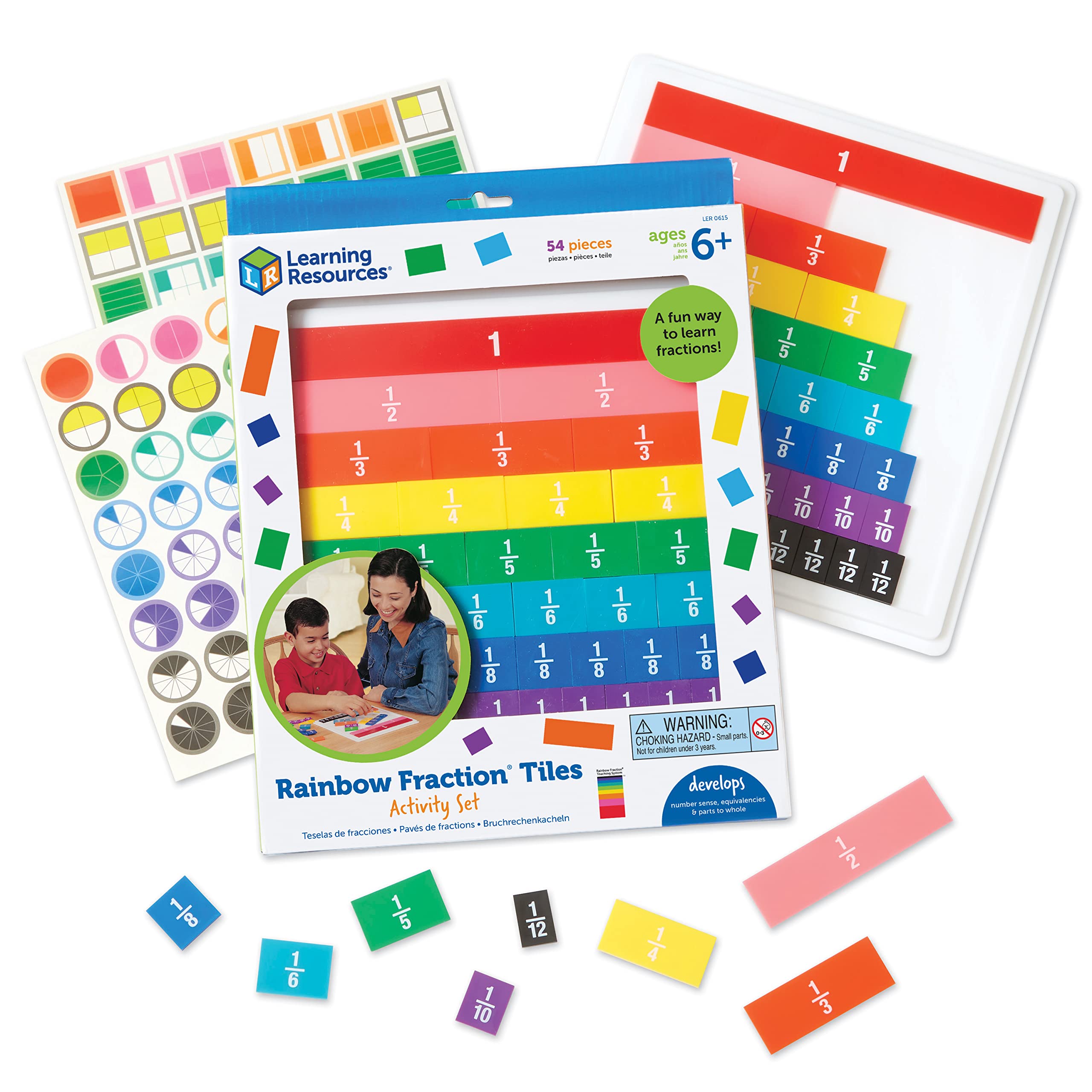 Baldosas Toy Learning Resources Con Fracciones De Arcoíris, 54 Piezas, 6 - Venta Internacional.