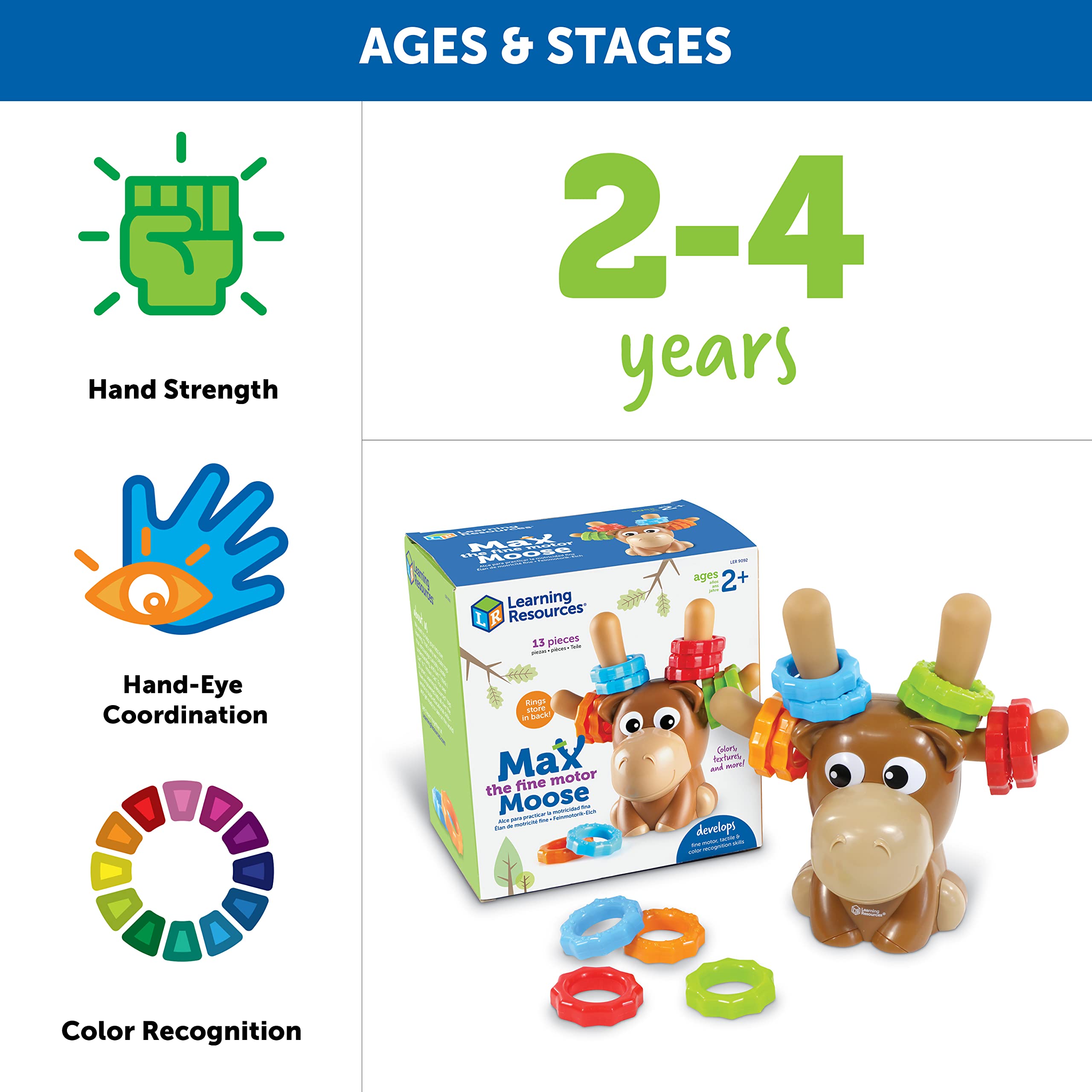 Foto 6 pulgar | Toy Learning Resources Max The Fine Motor Moose, 13 Piezas Y 2 - Venta Internacional.