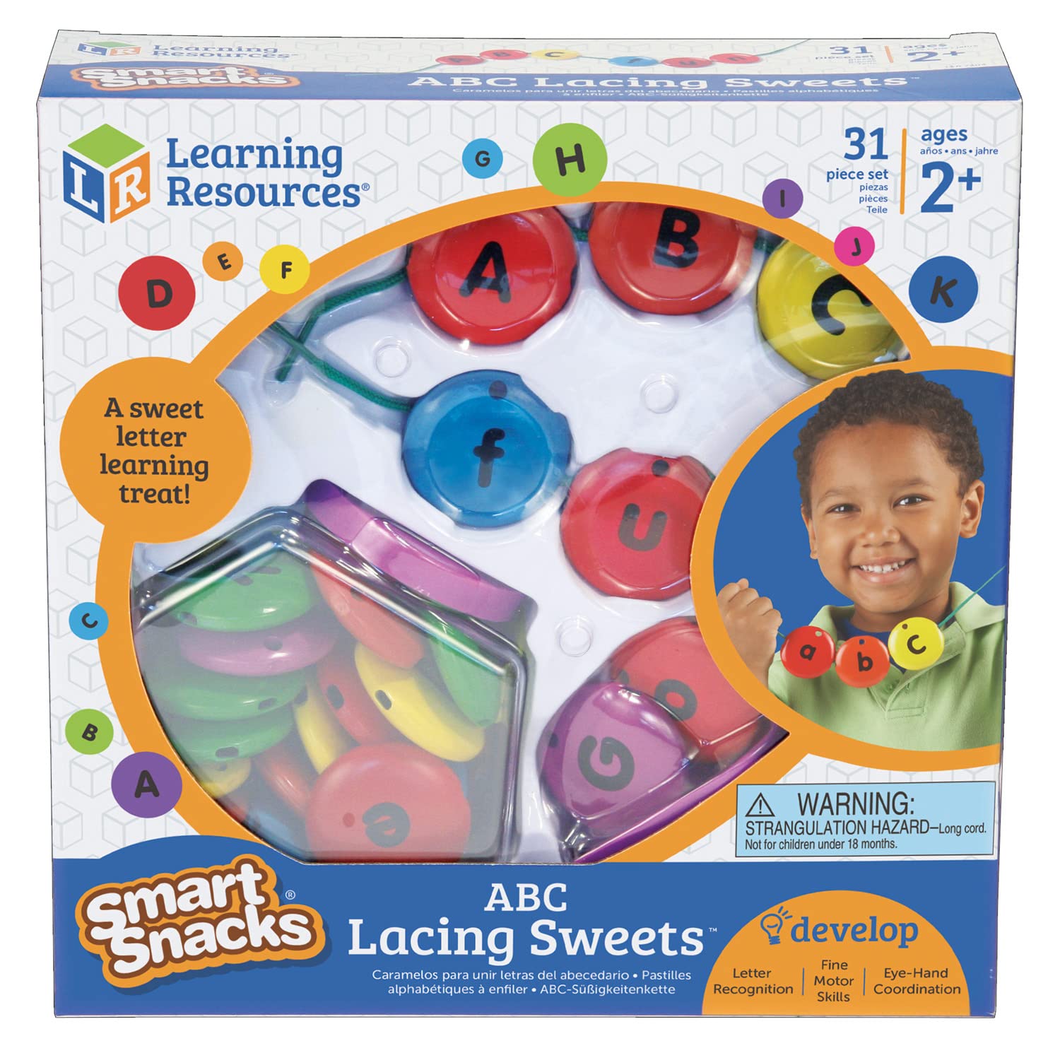 Foto 4 pulgar | Juguetes De Motricidad Fina Learning Resources Smart Snacks Abc Lacing Sweets 31 Piezas - Venta Internacional.